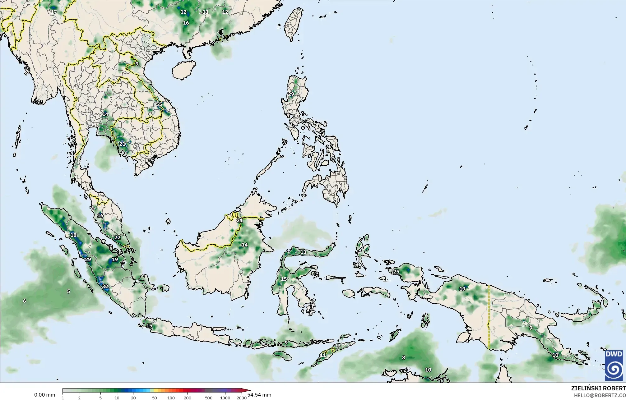 ICON model - South East Asia, Precipitation Accumulation