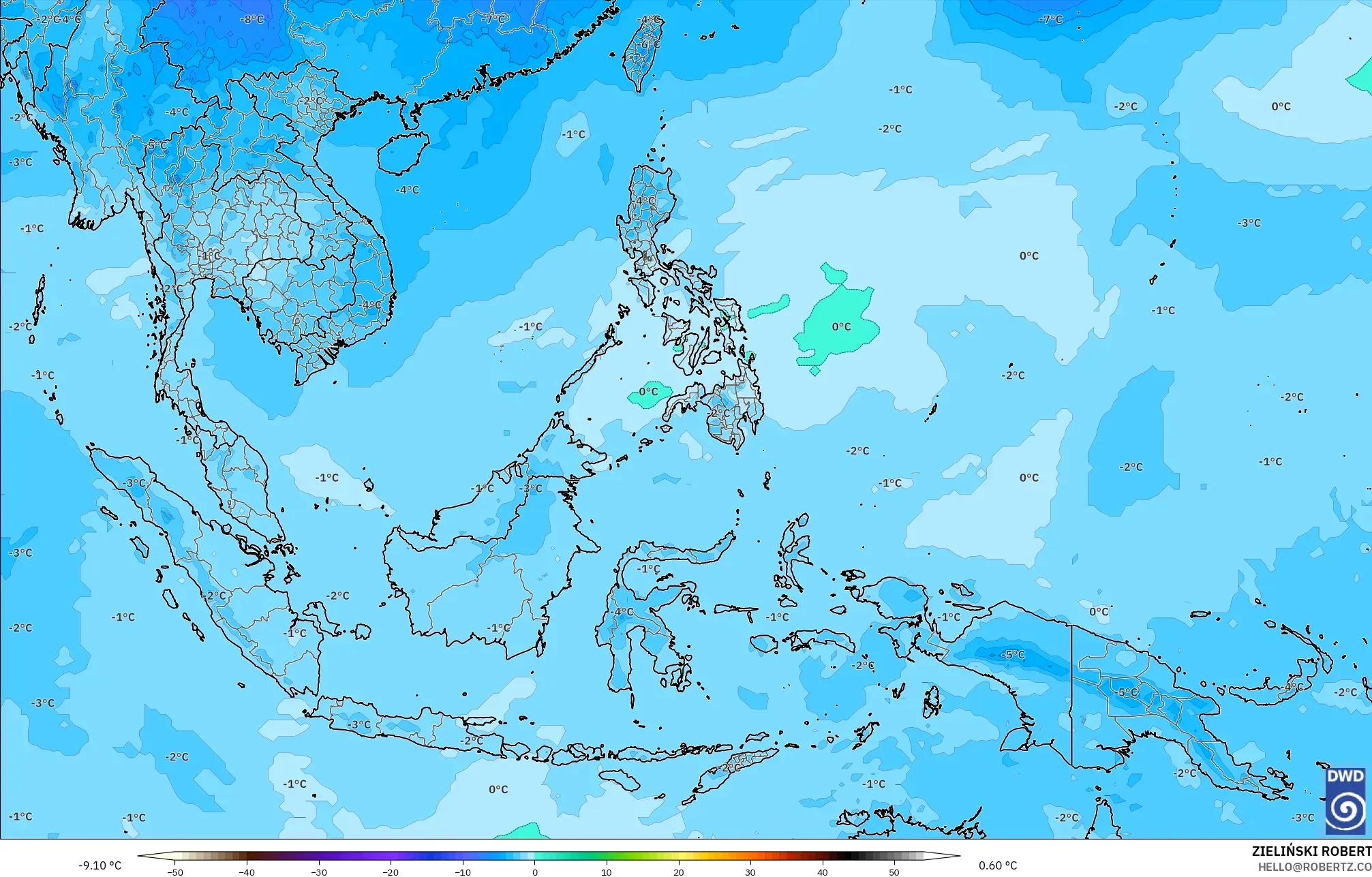 ICON model - South East Asia, Temperature at 500hPa