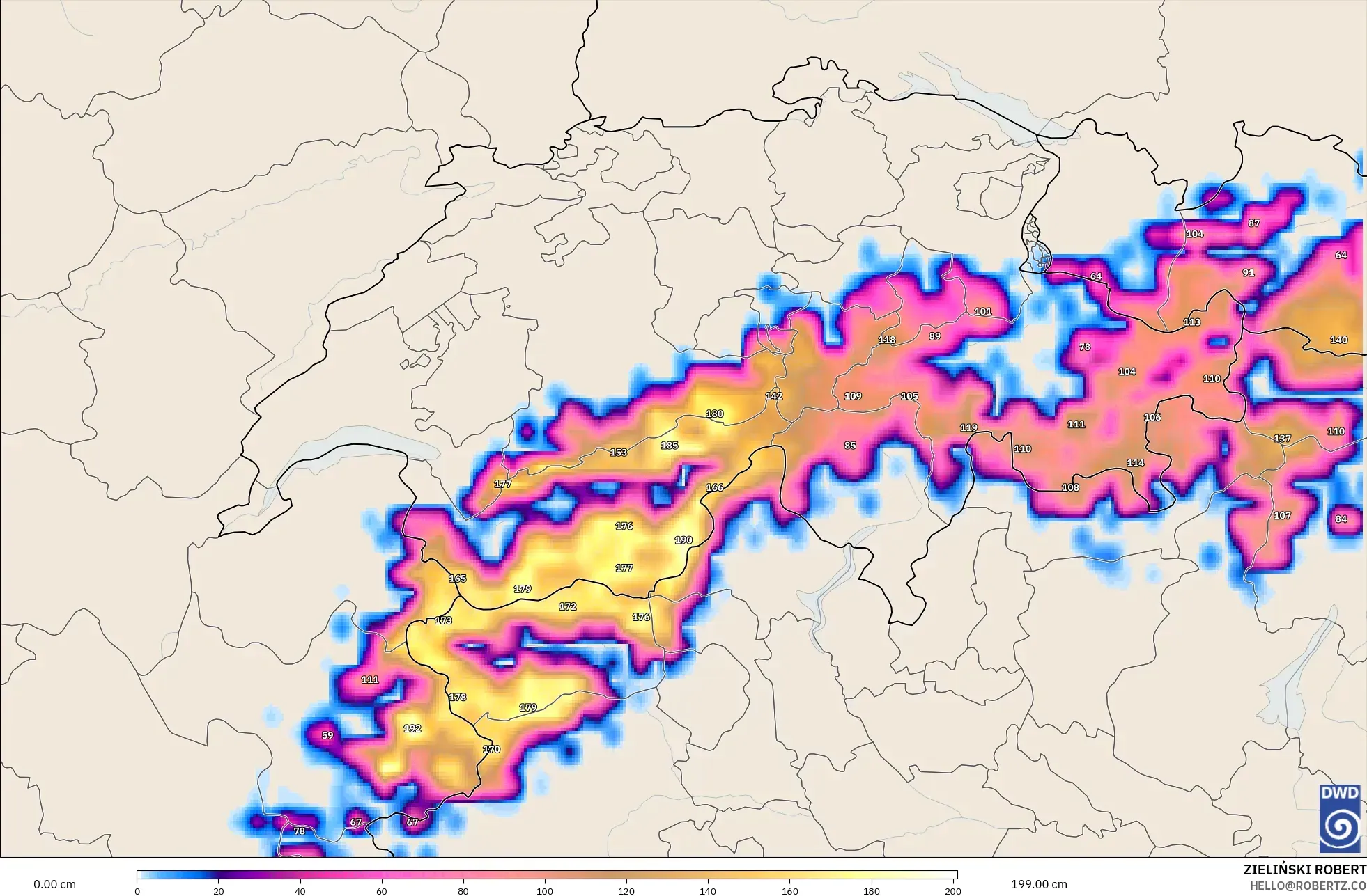 ICON model - Switzerland, Snow Depth