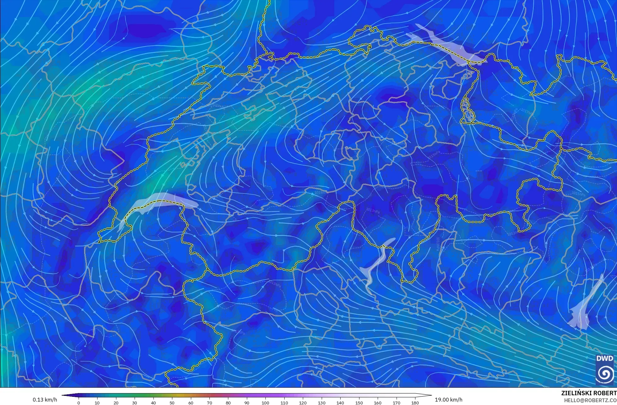 ICON model - Switzerland, Wind at 10m