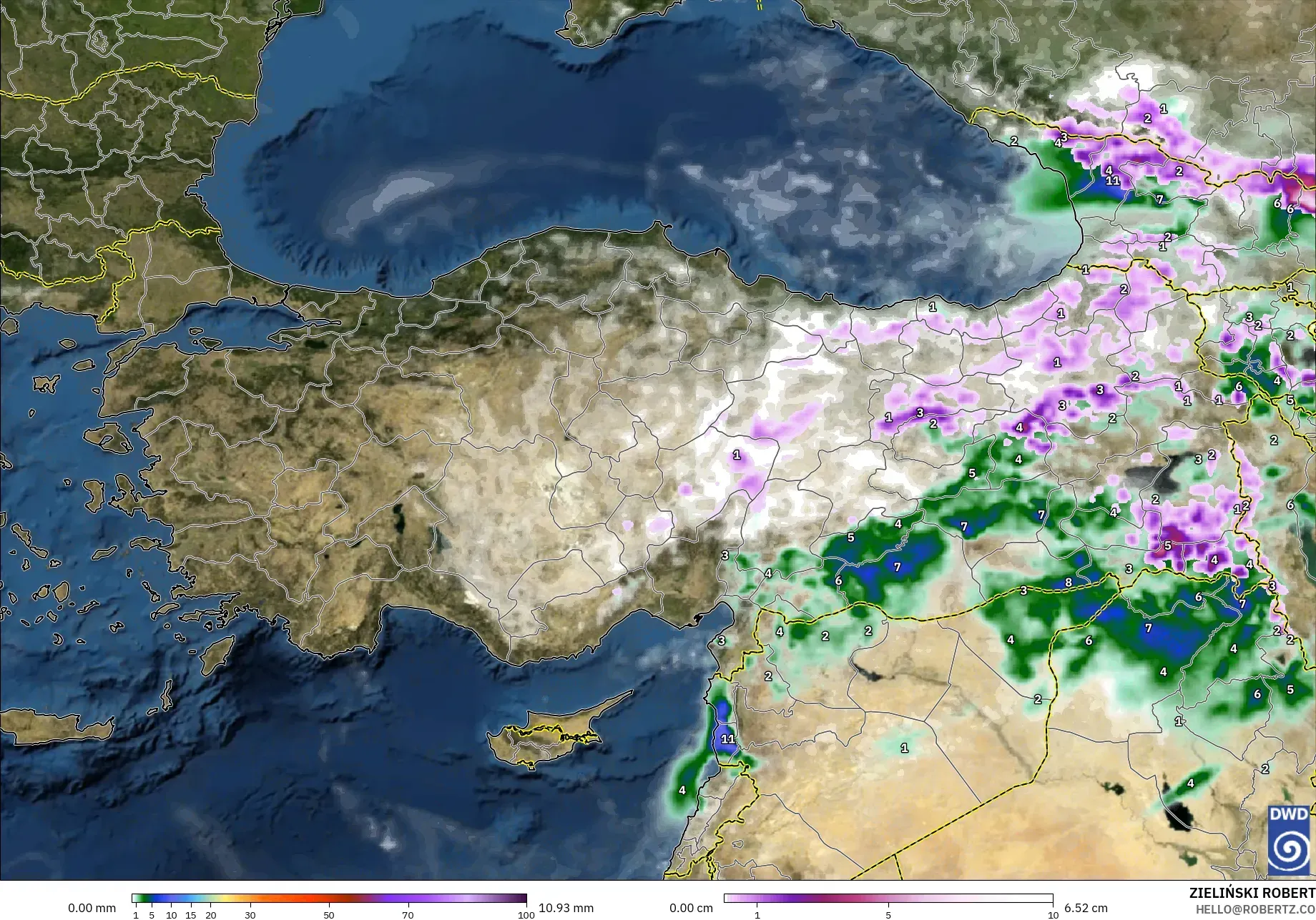 ICON model - Turkey, Precipitation, Clouds, and Pressure
