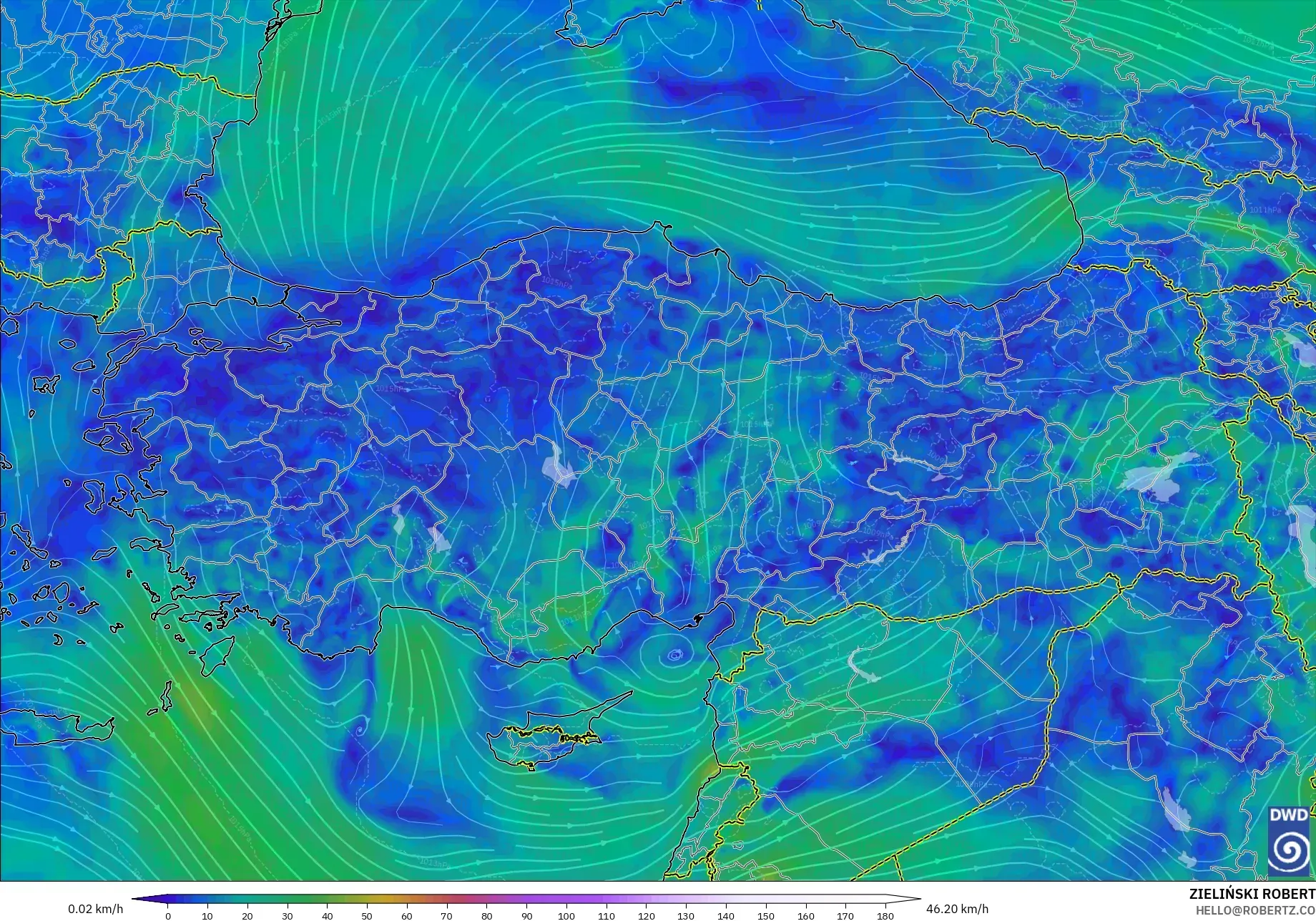 ICON model - Turkey, Wind at 10m