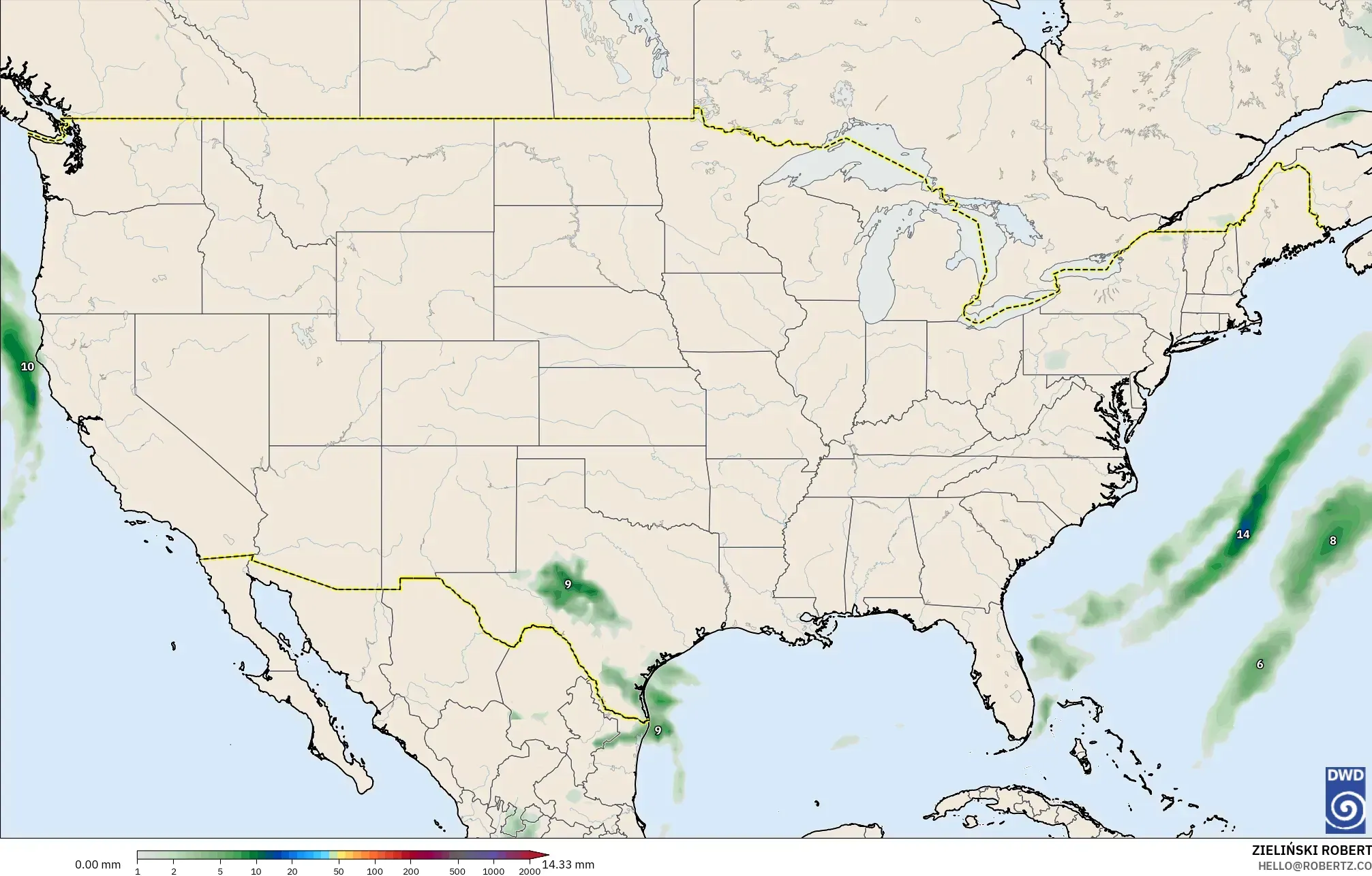 ICON model - United States, Precipitation Accumulation