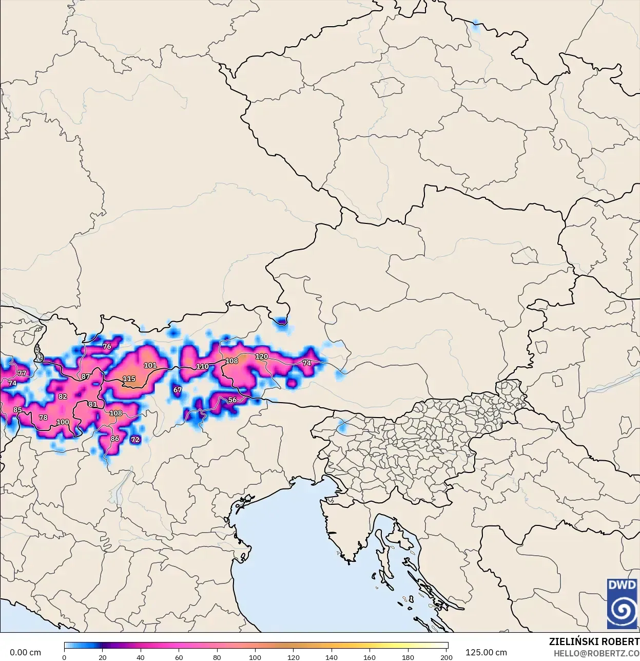 ICON model - Austria, Snow Depth
