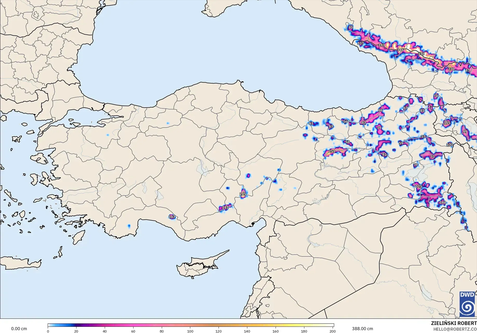 ICON model - Turkey, Snow Depth
