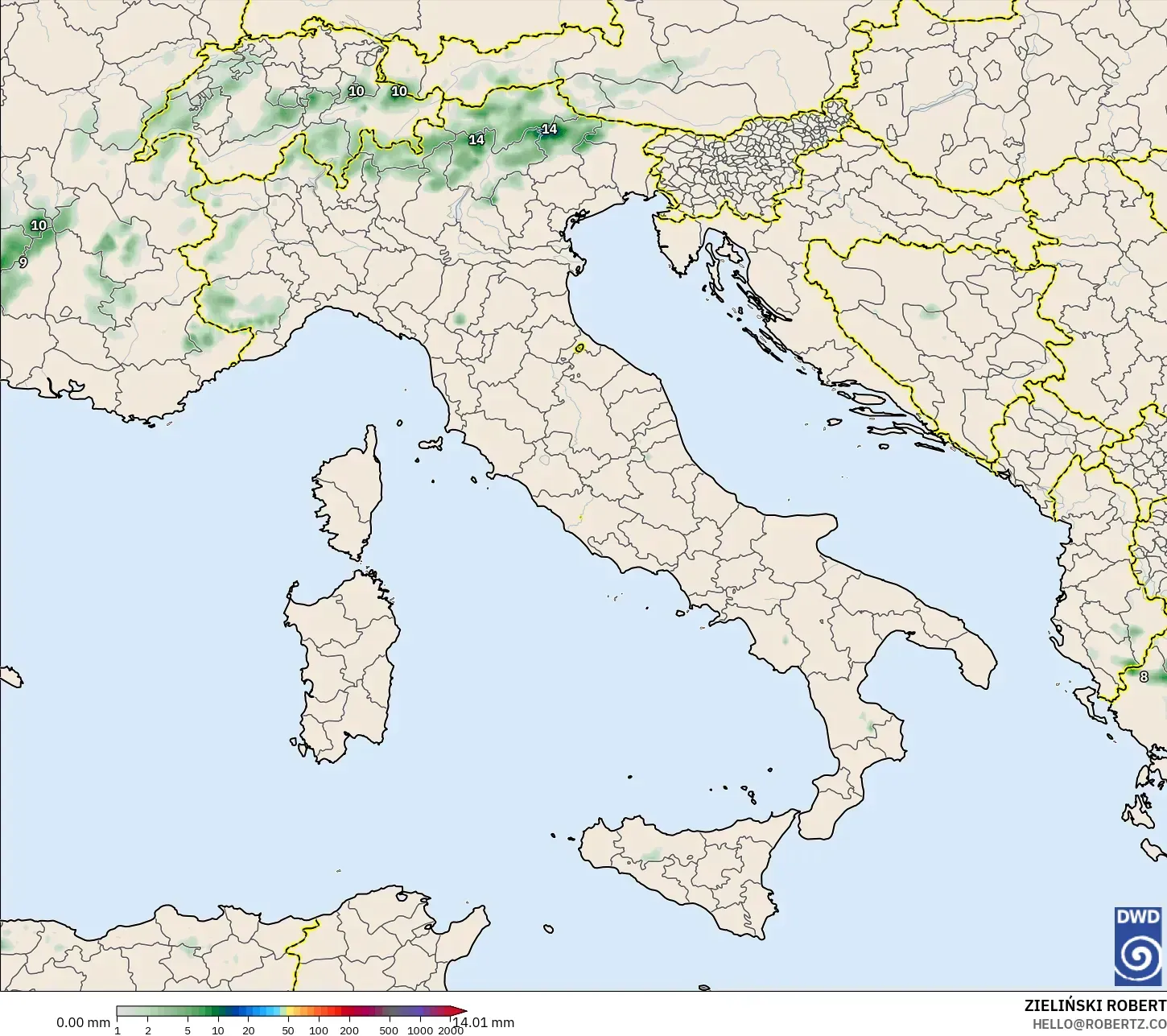 ICON model - Italy, Precipitation Accumulation