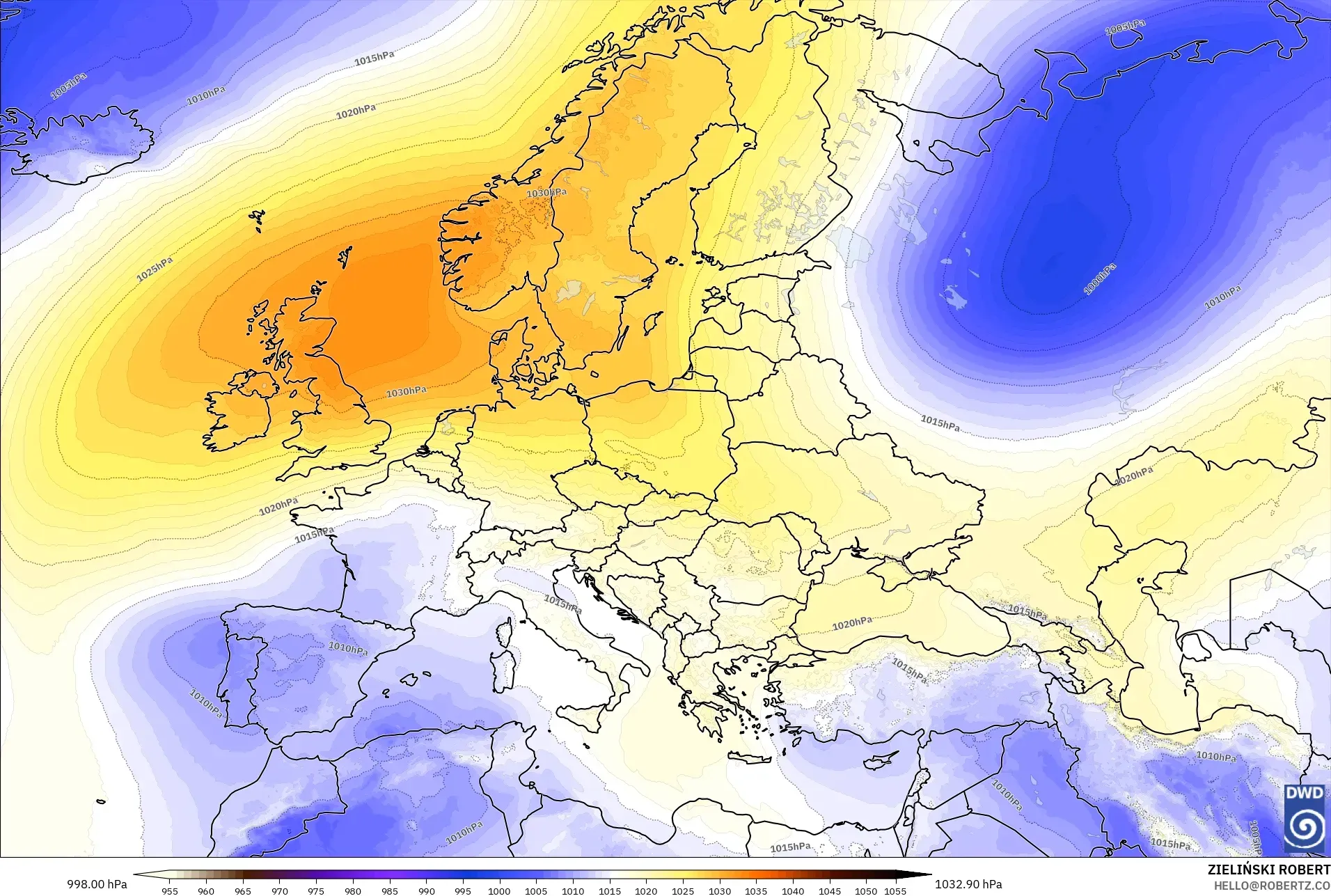 ICON model - Europe, Pressure