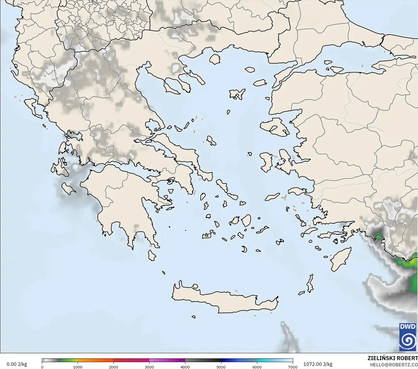ICON model - Greece, CAPE