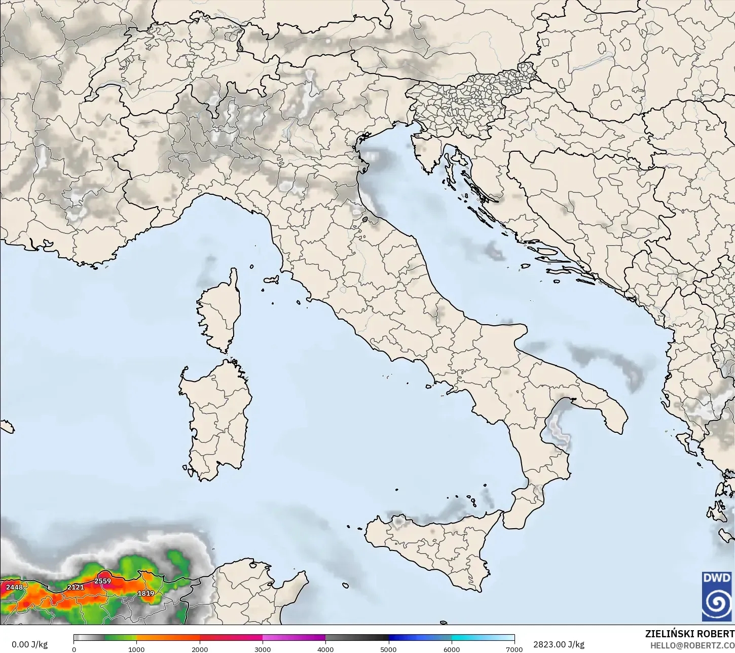ICON model - Italy, CAPE