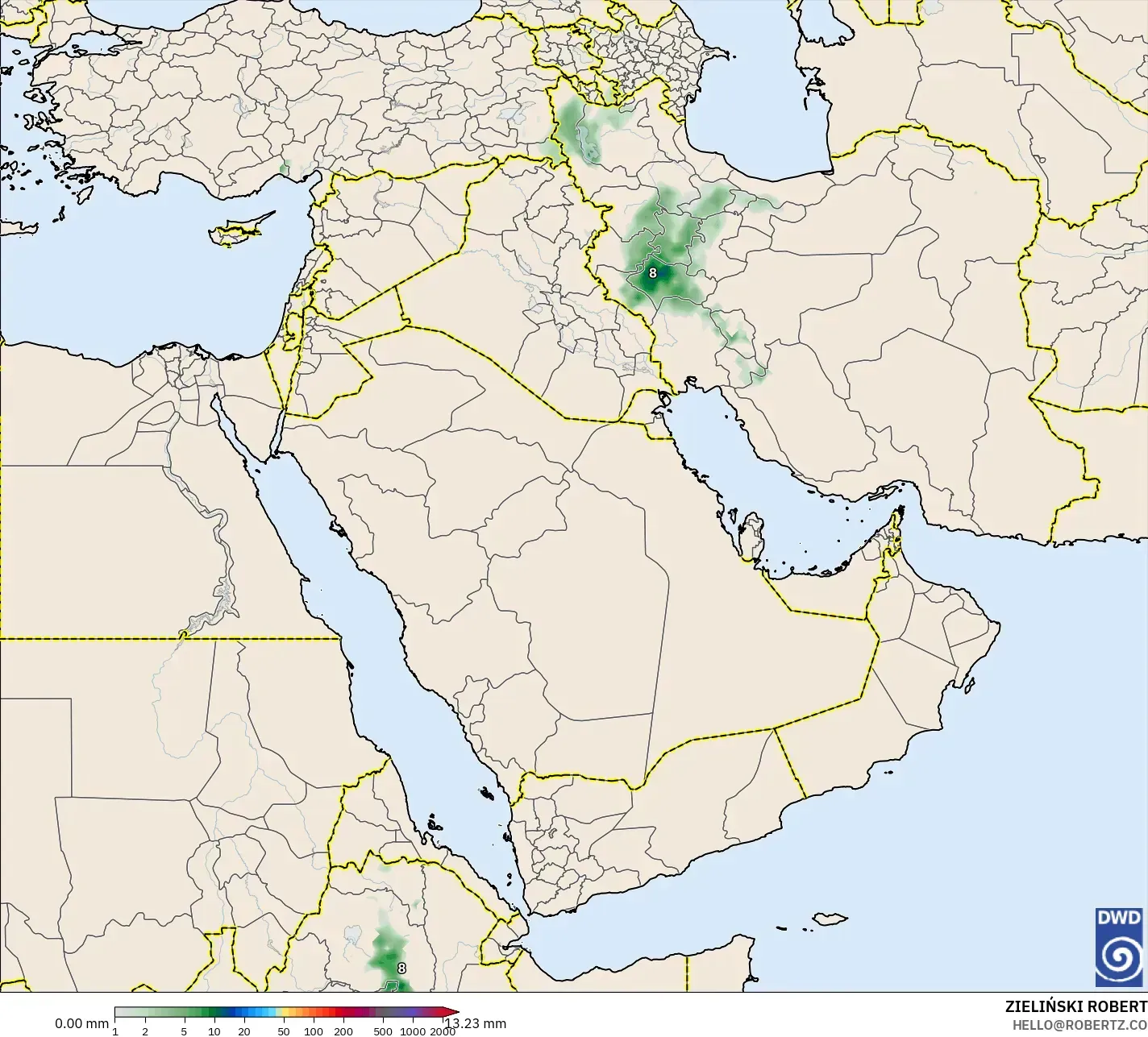 ICON model - Middle East, Precipitation Accumulation