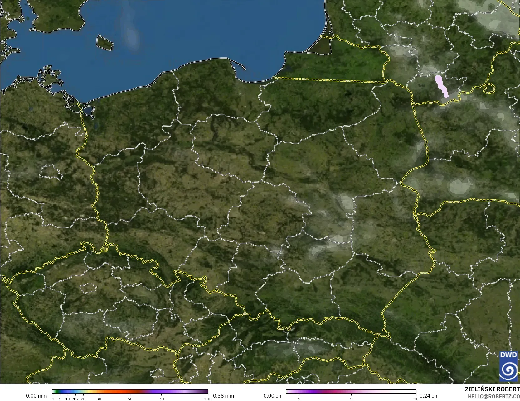 ICON model - Poland, Precipitation, Clouds, and Pressure