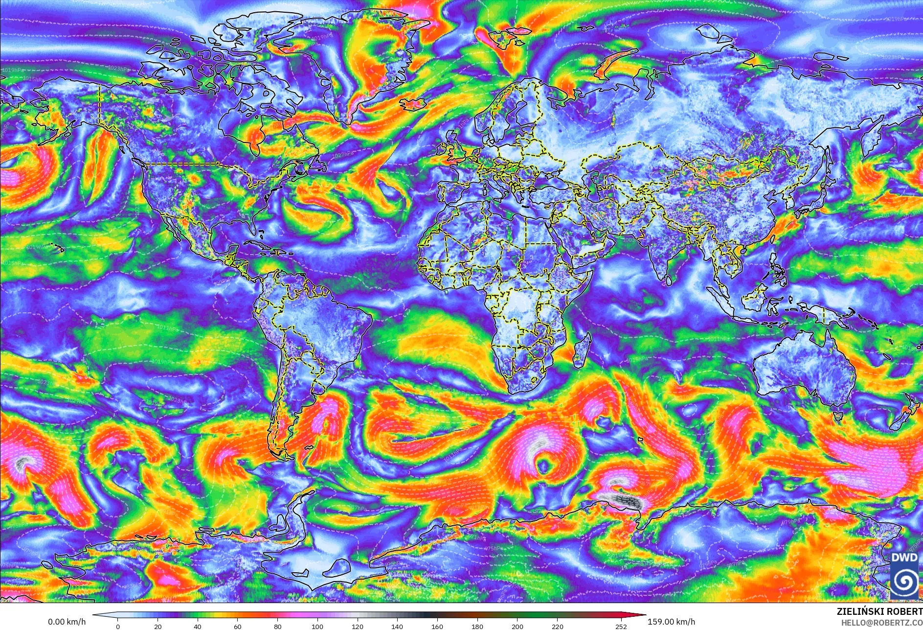 ICON model - World, Wind Gusts