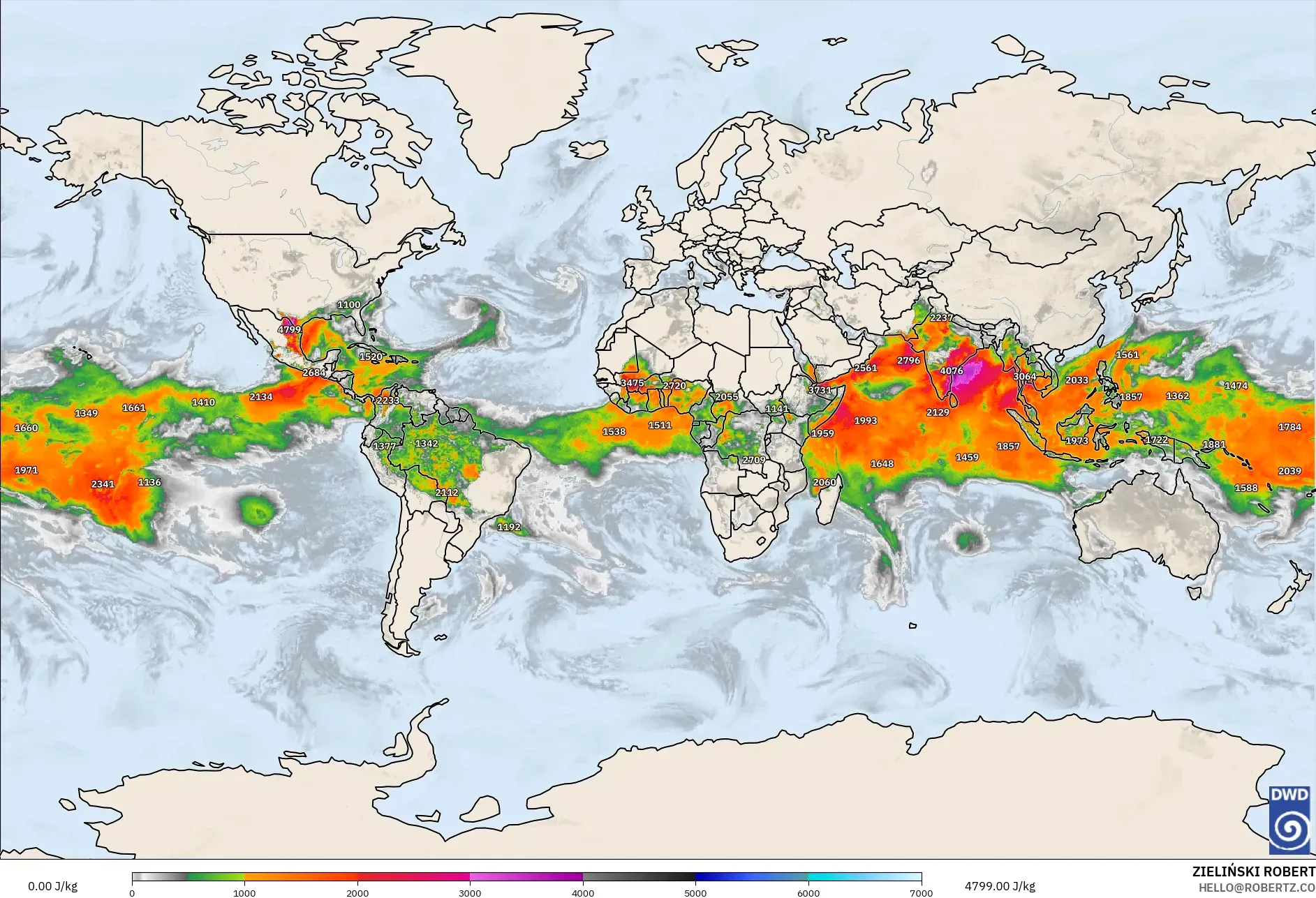 ICON model - World, CAPE