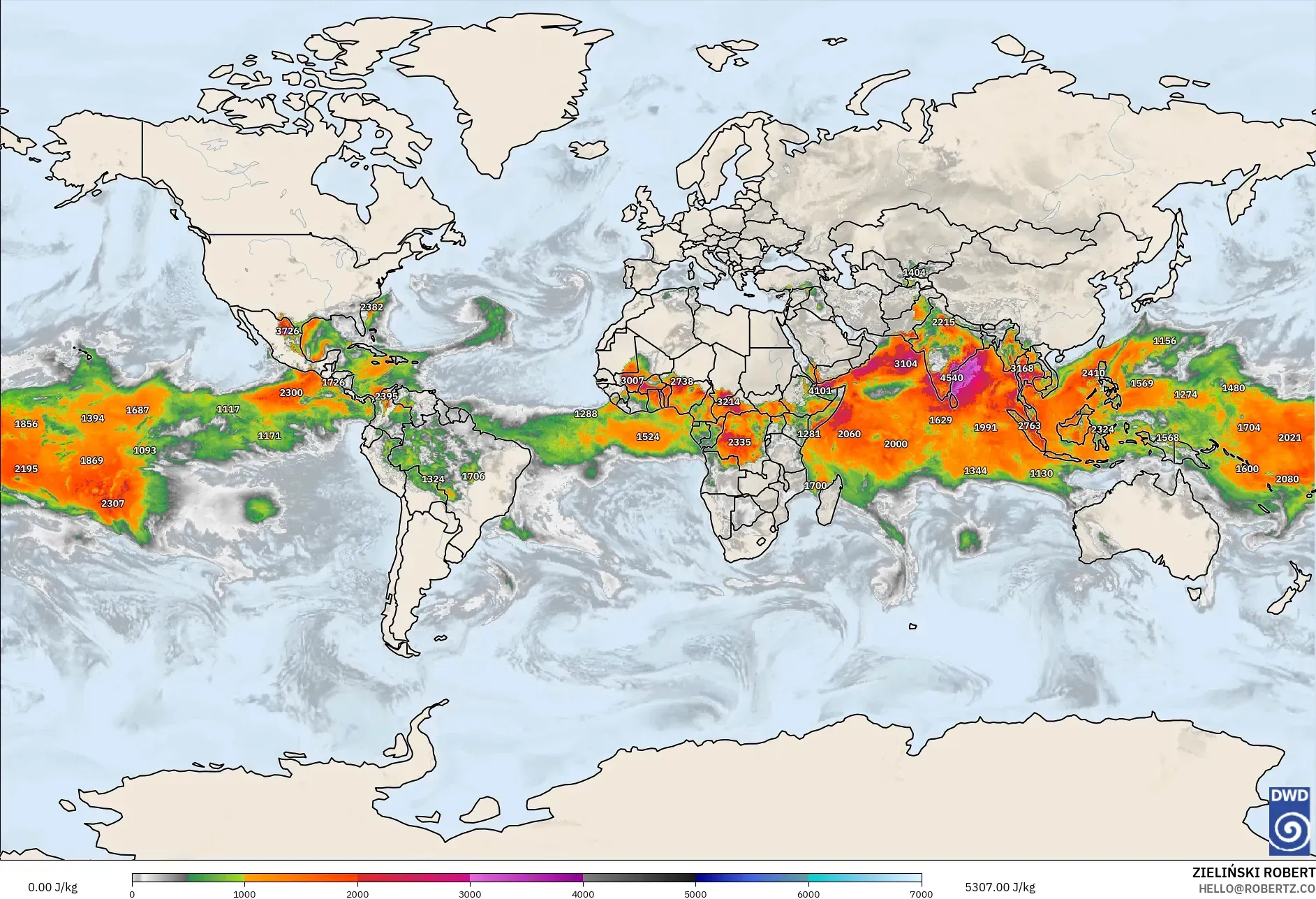 ICON model - World, CAPE