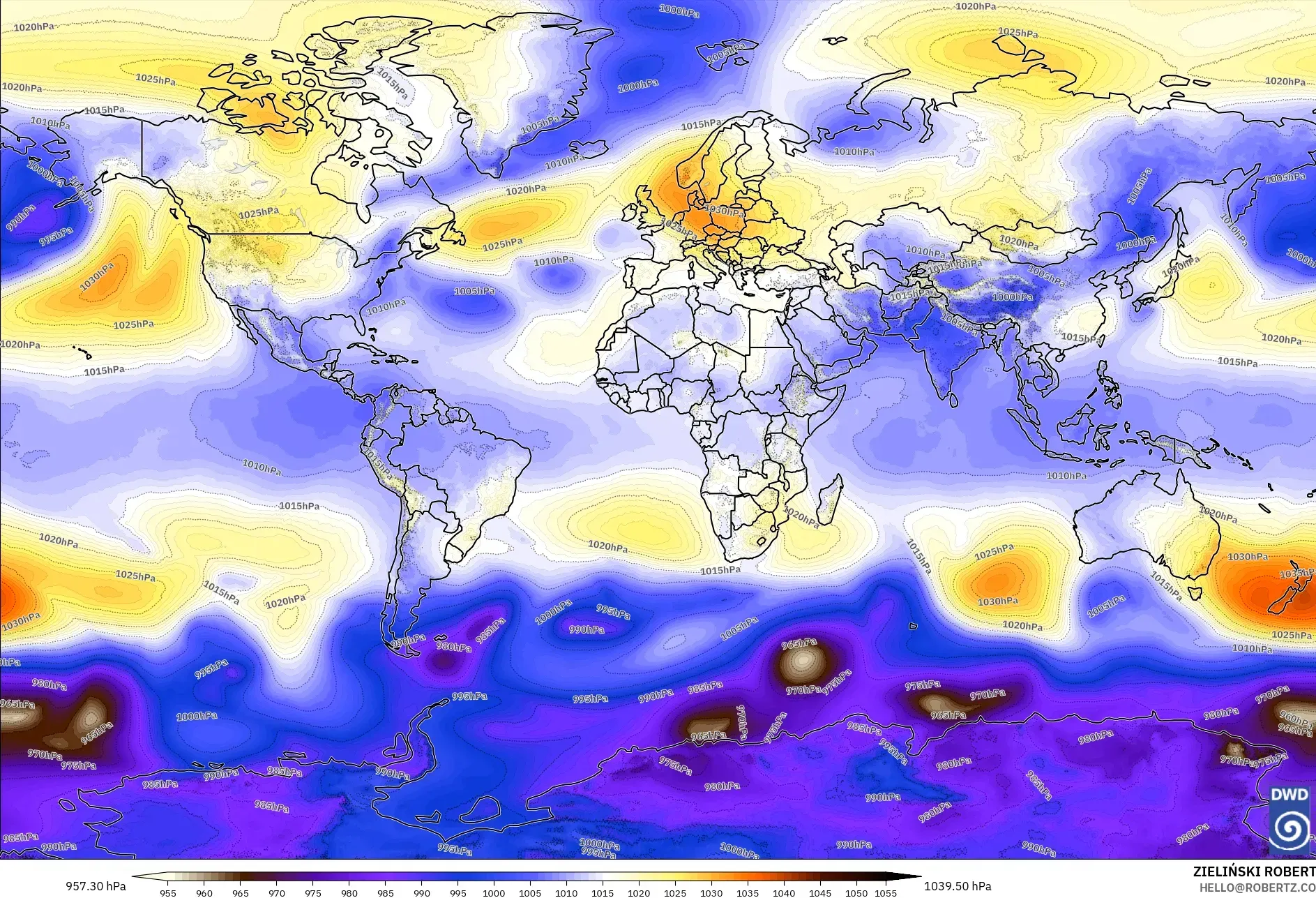 ICON model - World, Pressure