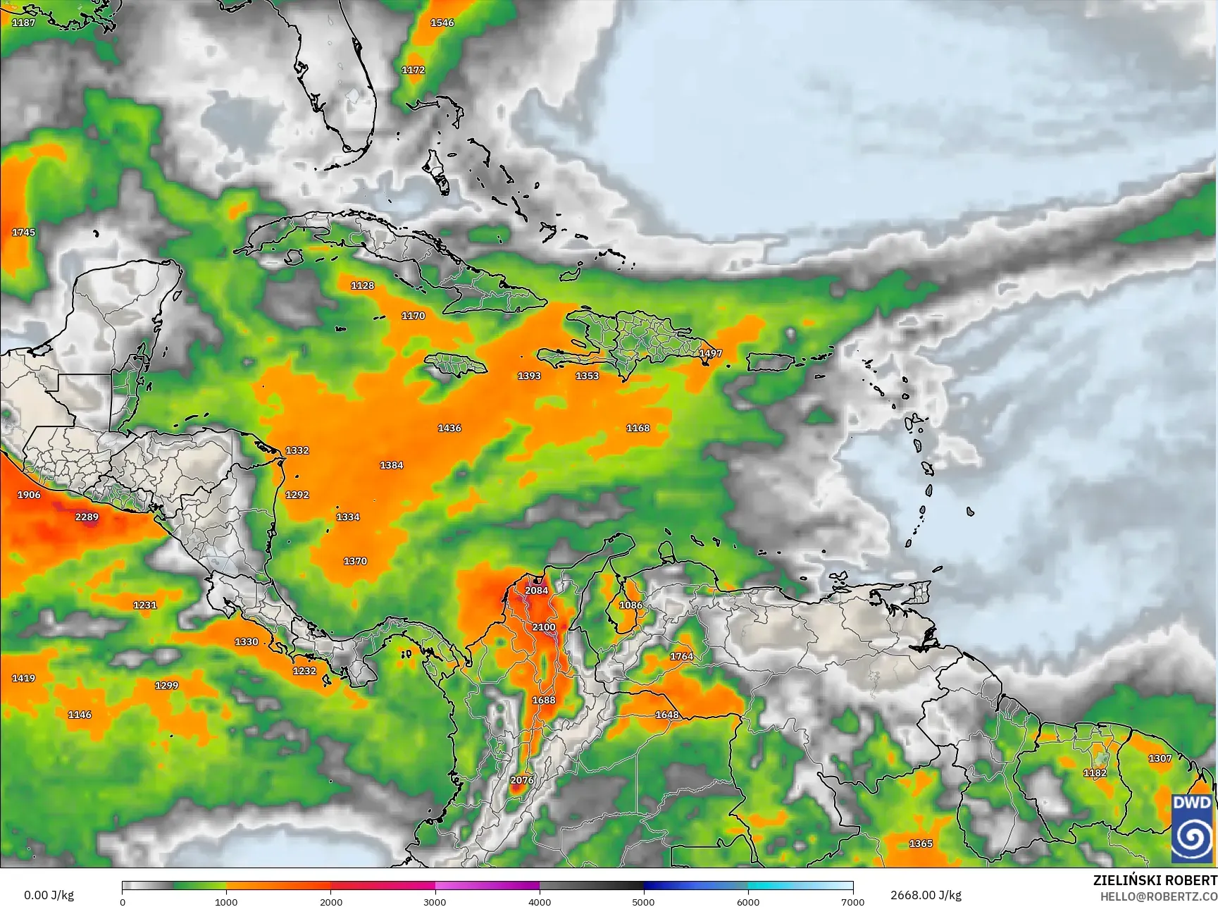 ICON model - Caribbean, CAPE