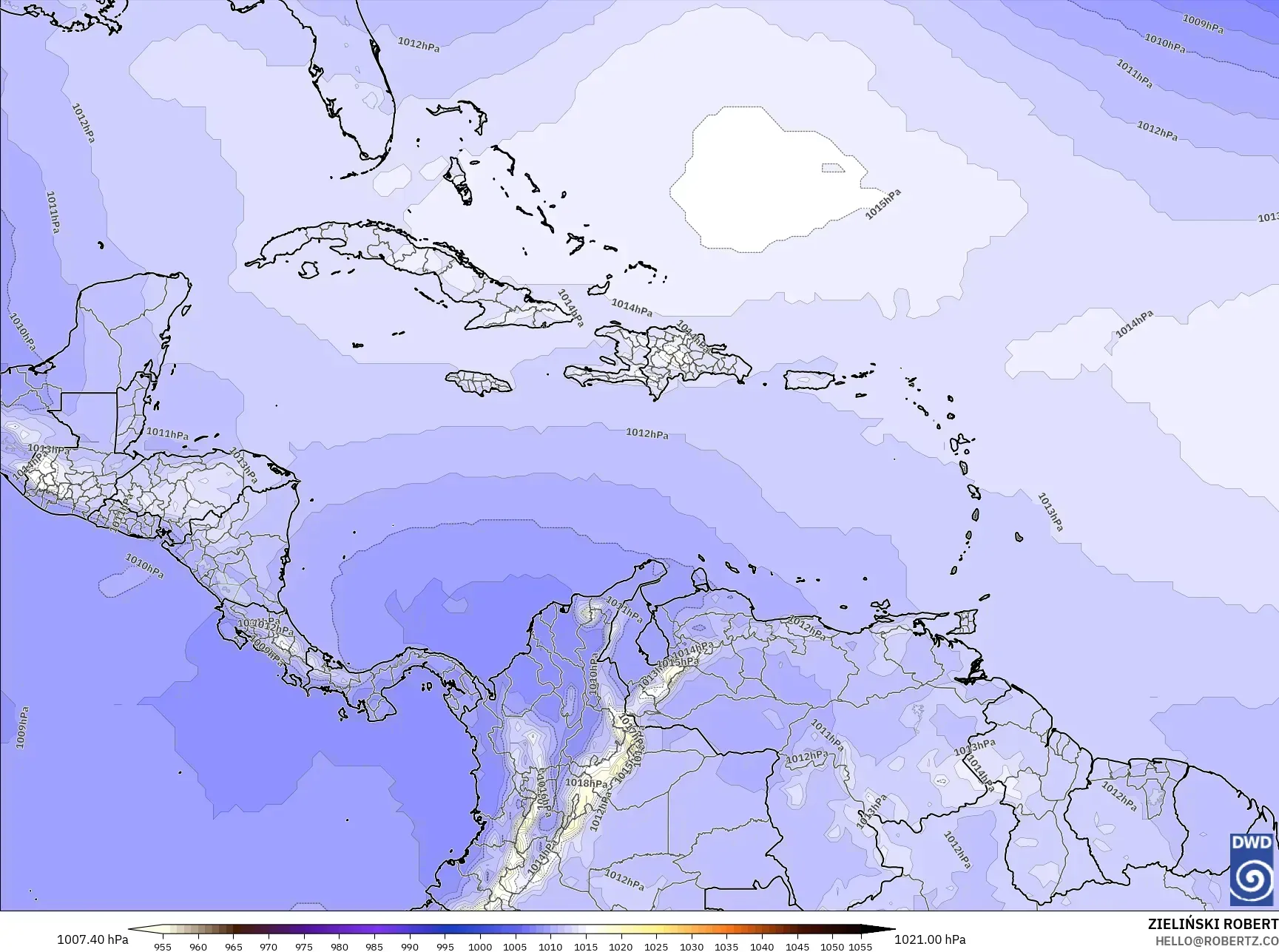 ICON model - Caribbean, Pressure