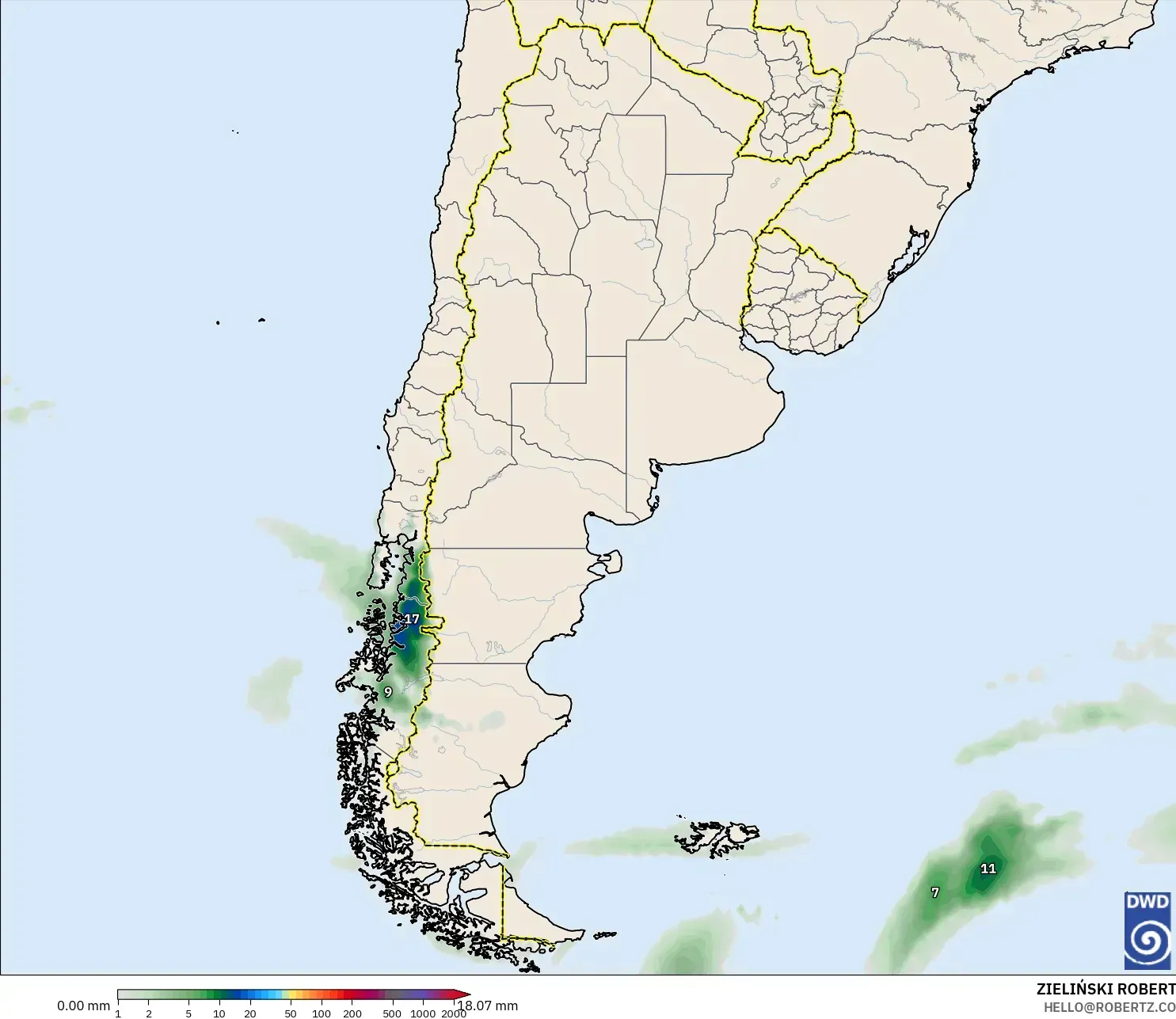 ICON model - Argentina, Precipitation Accumulation
