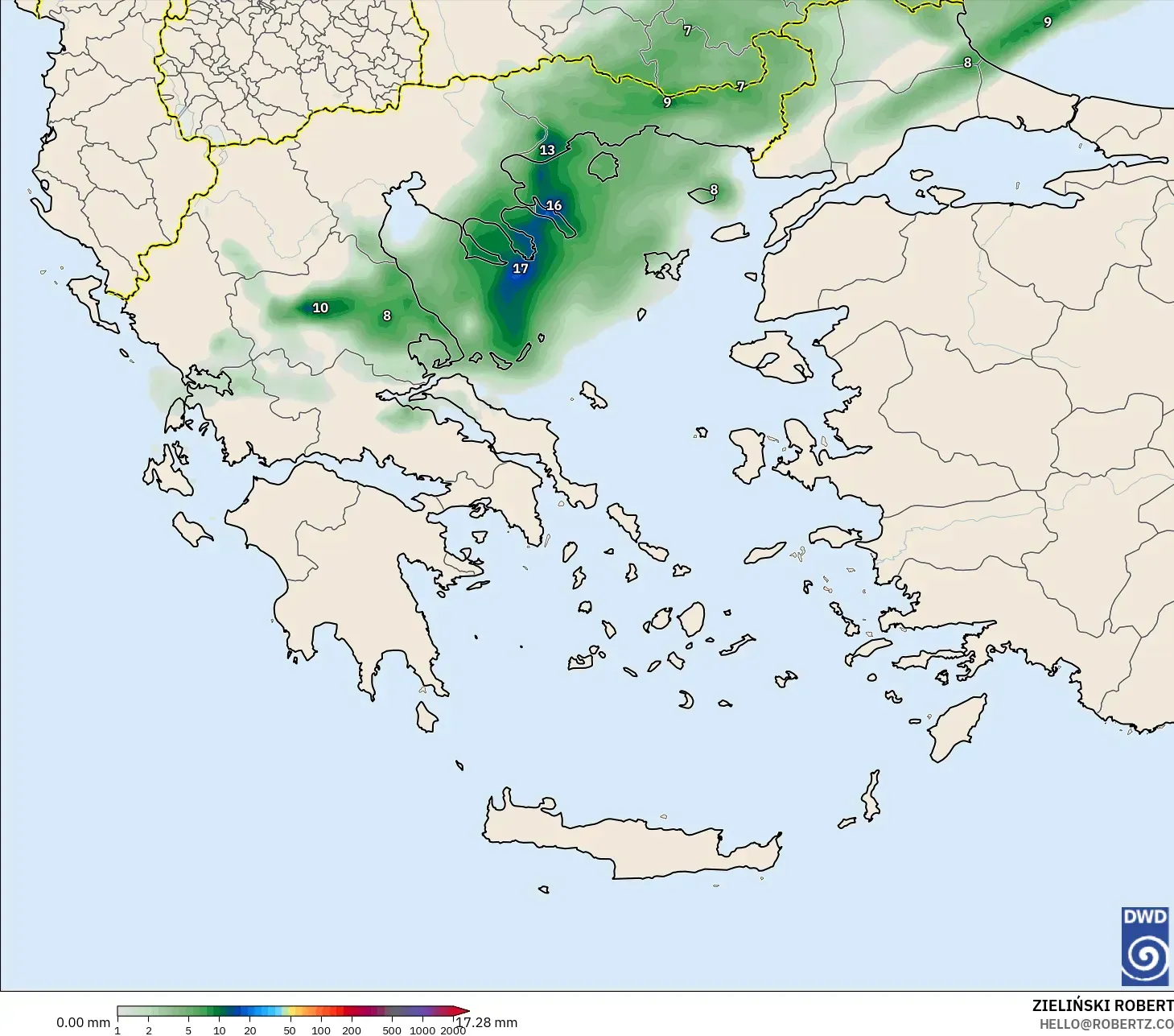 ICON model - Greece, Precipitation Accumulation
