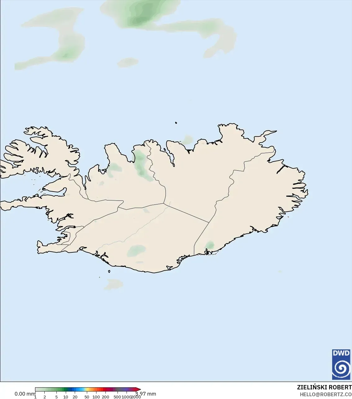 ICON model - Iceland, Precipitation Accumulation