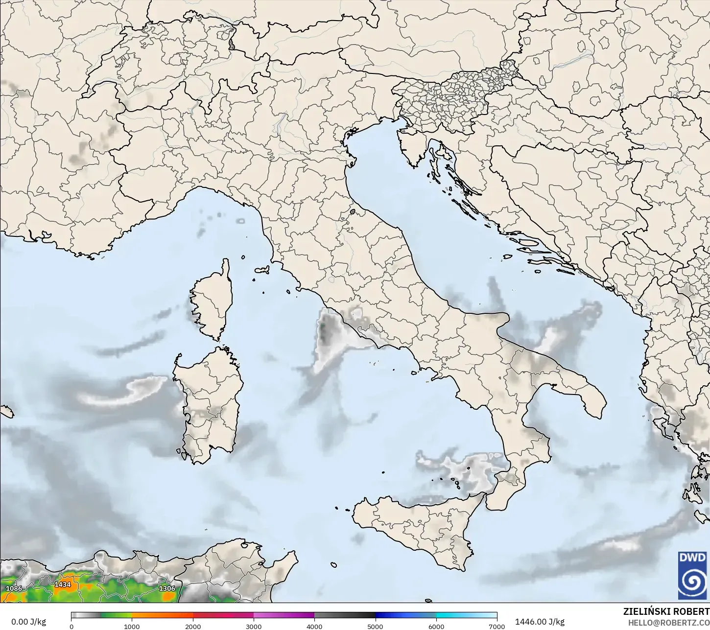 ICON model - Italy, CAPE