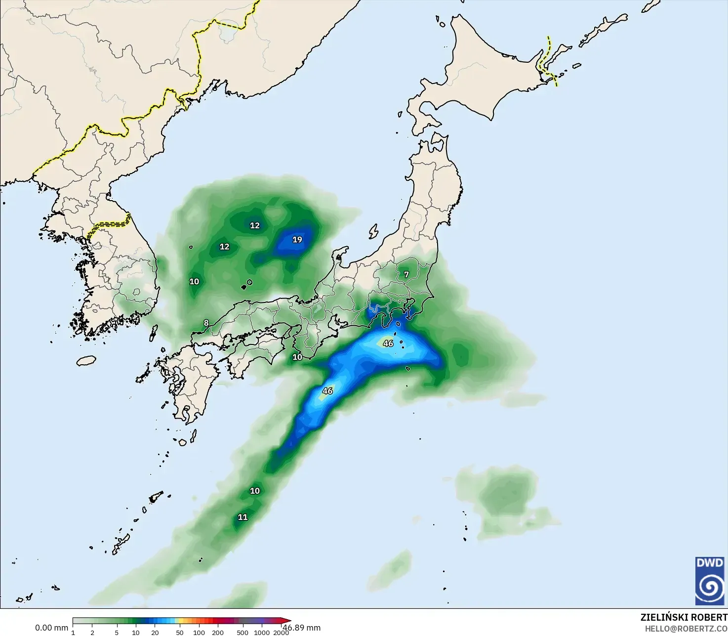 ICON model - Japan, Precipitation Accumulation