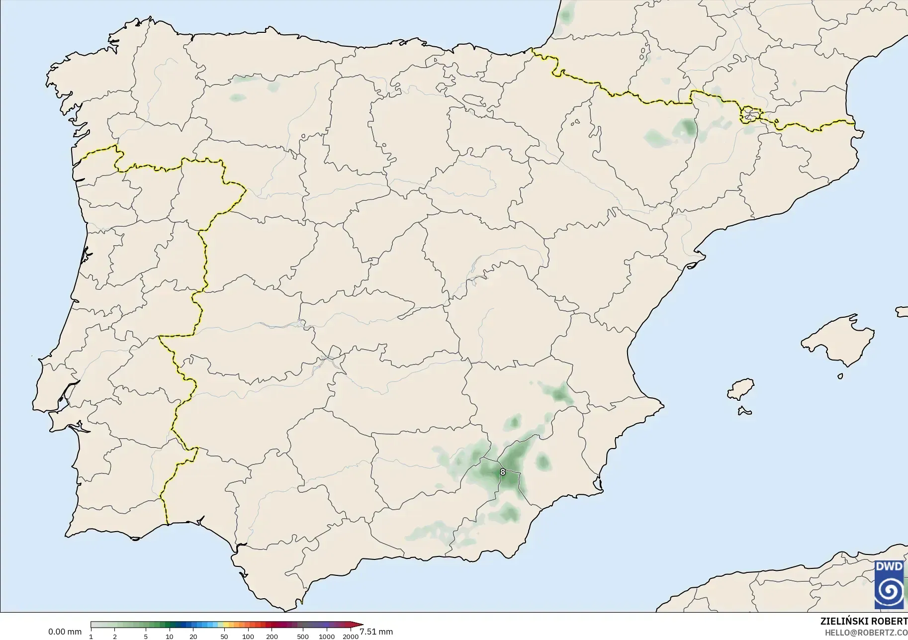 ICON model - Spain, Precipitation Accumulation