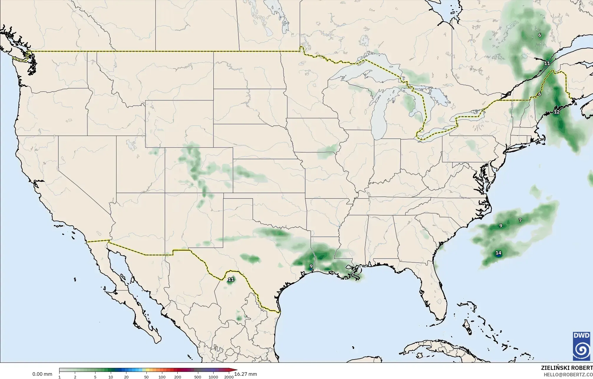 ICON model - United States, Precipitation Accumulation