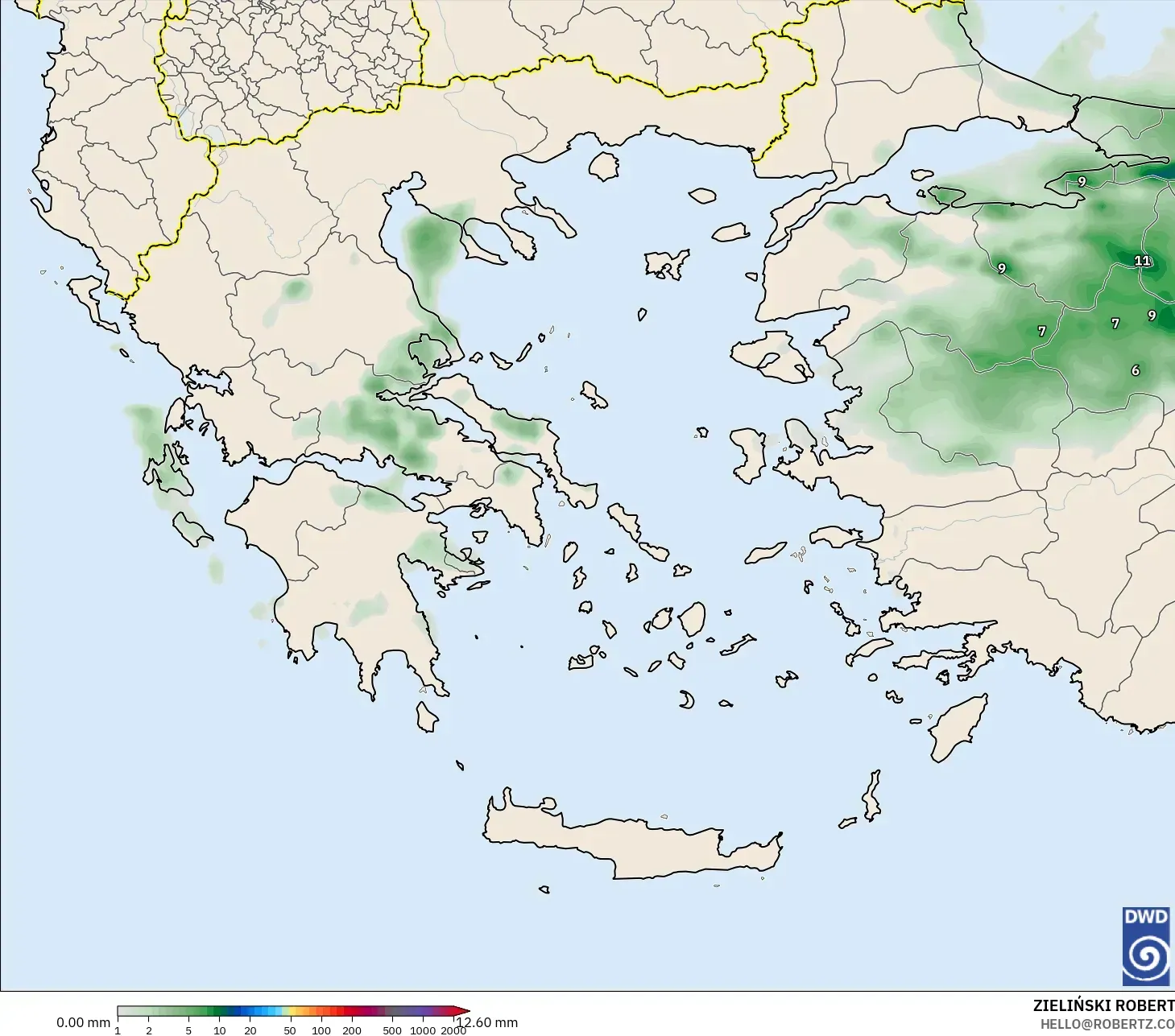 ICON model - Greece, Precipitation Accumulation