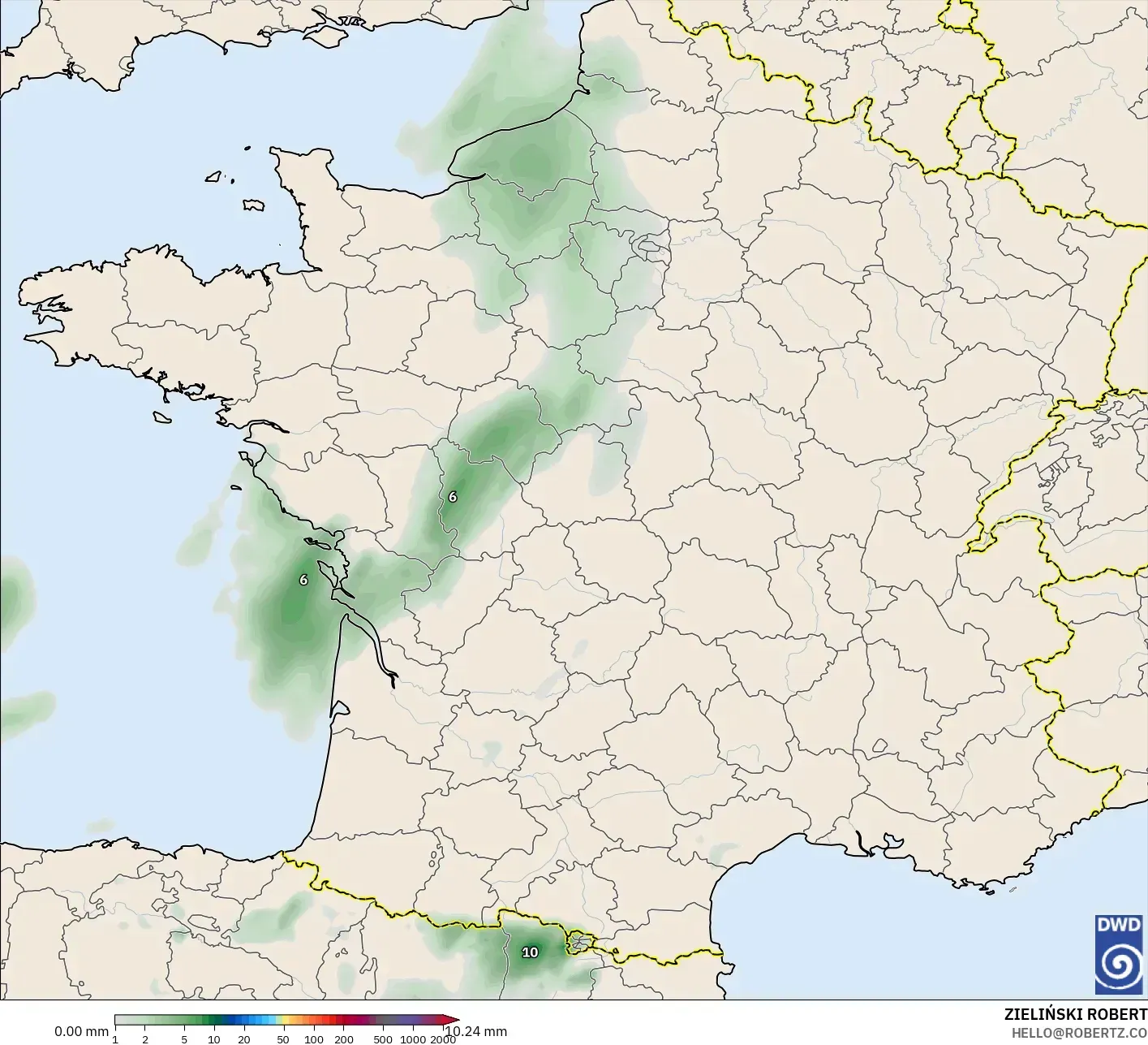 ICON model - France, Precipitation Accumulation