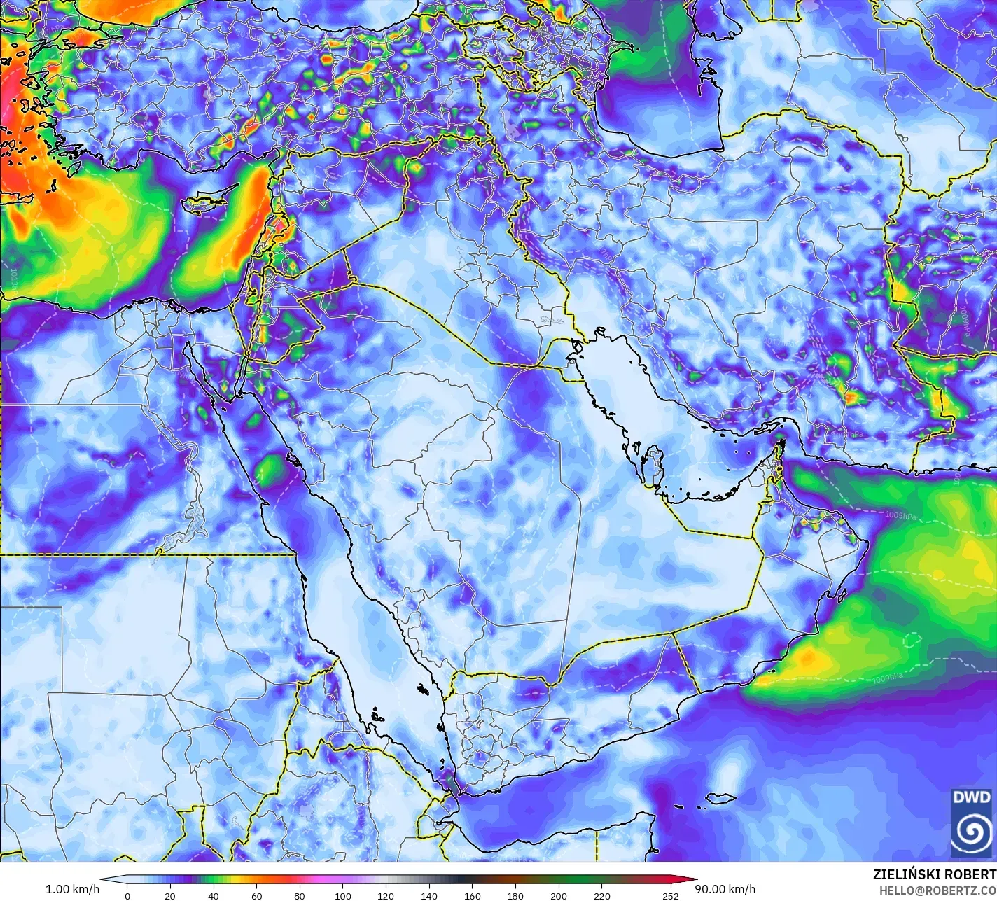 ICON model - Middle East, Wind Gusts