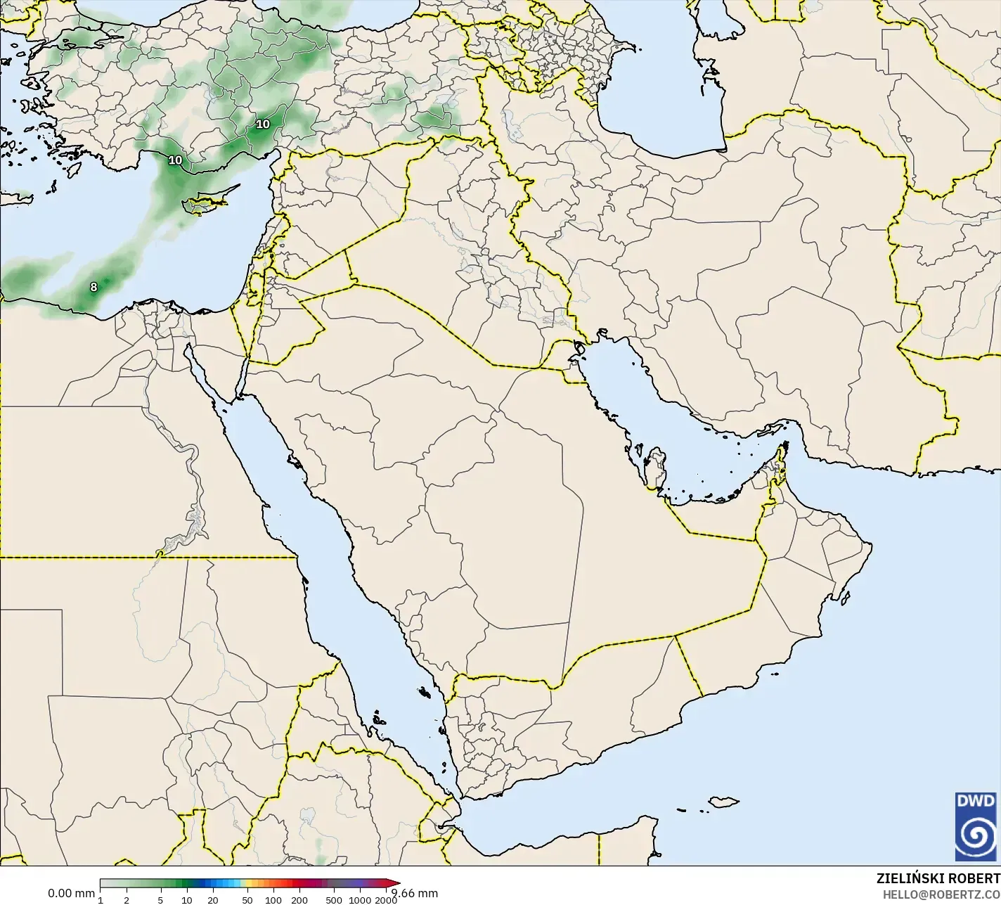 ICON model - Middle East, Precipitation Accumulation