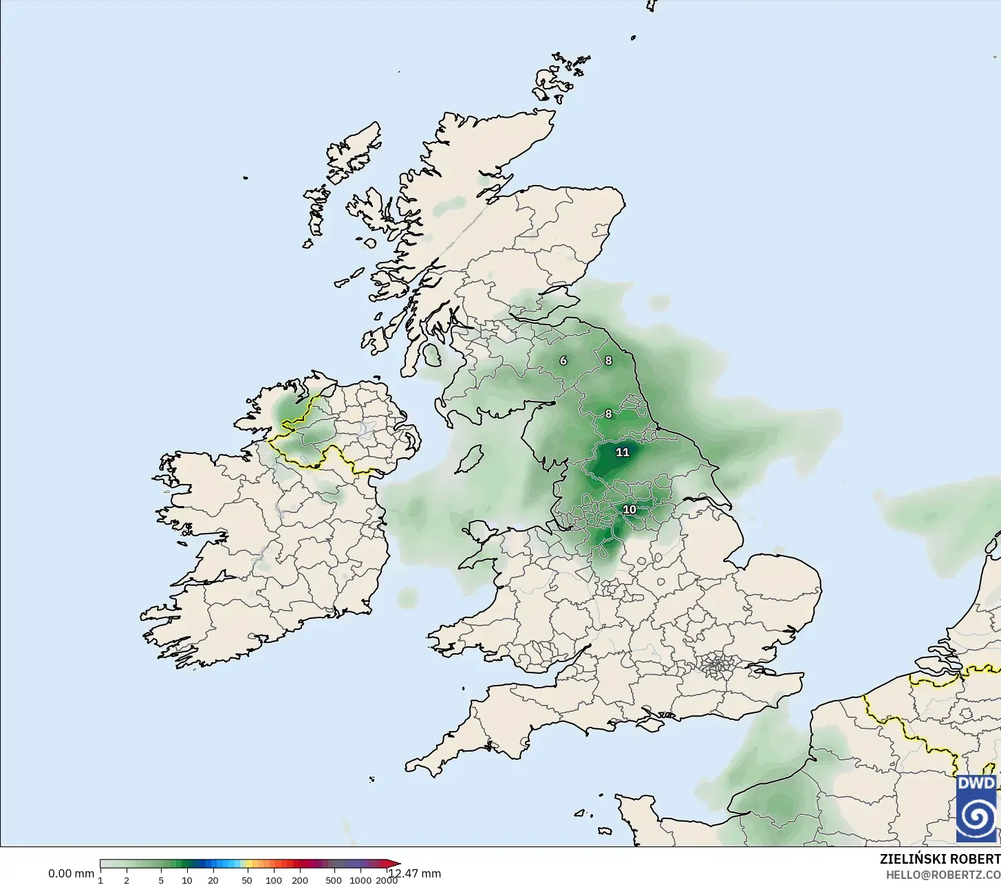 ICON model - United Kingdom, Precipitation Accumulation
