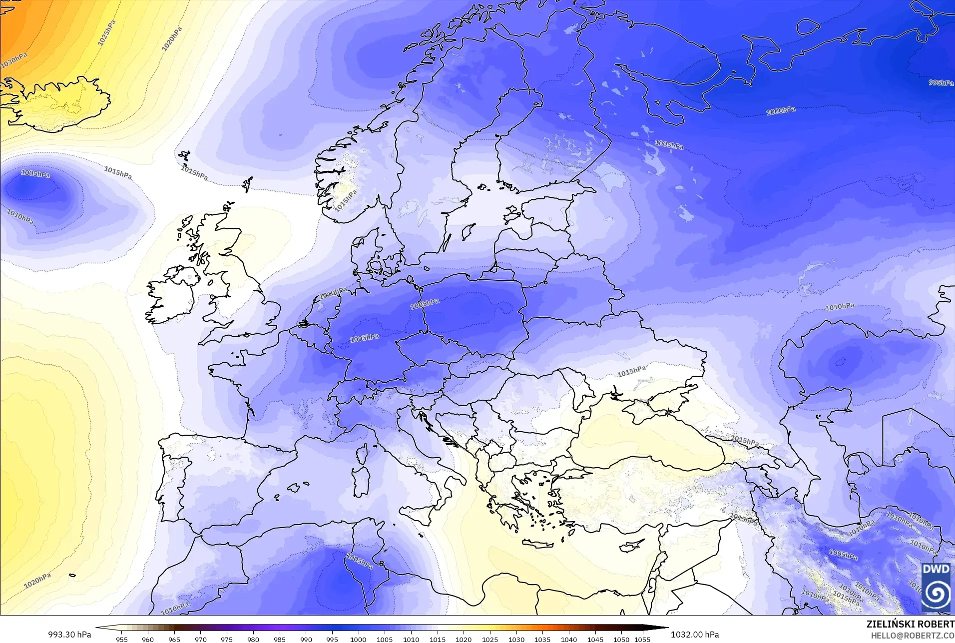 ICON model - Europe, Pressure
