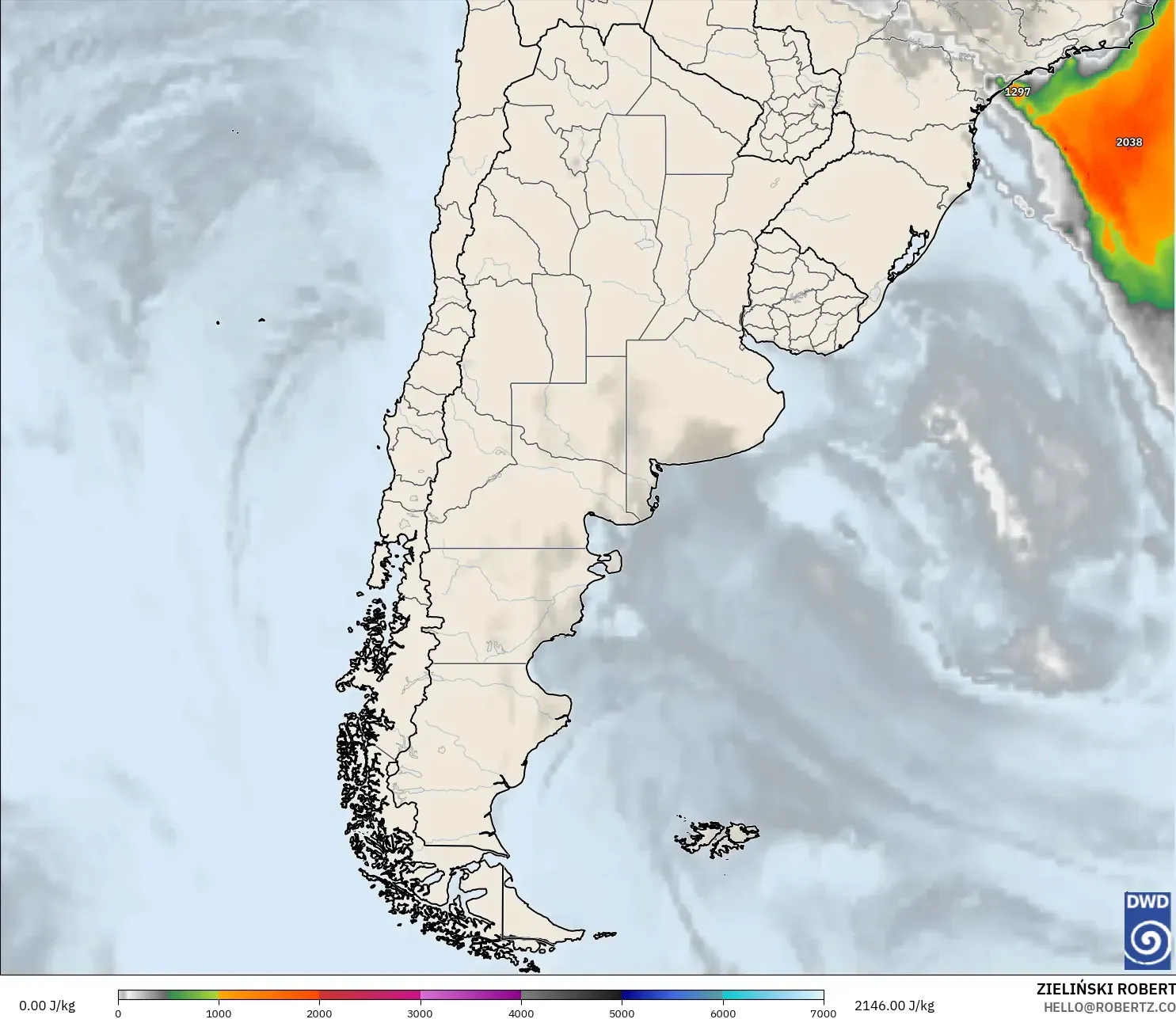 ICON model - Argentina, CAPE