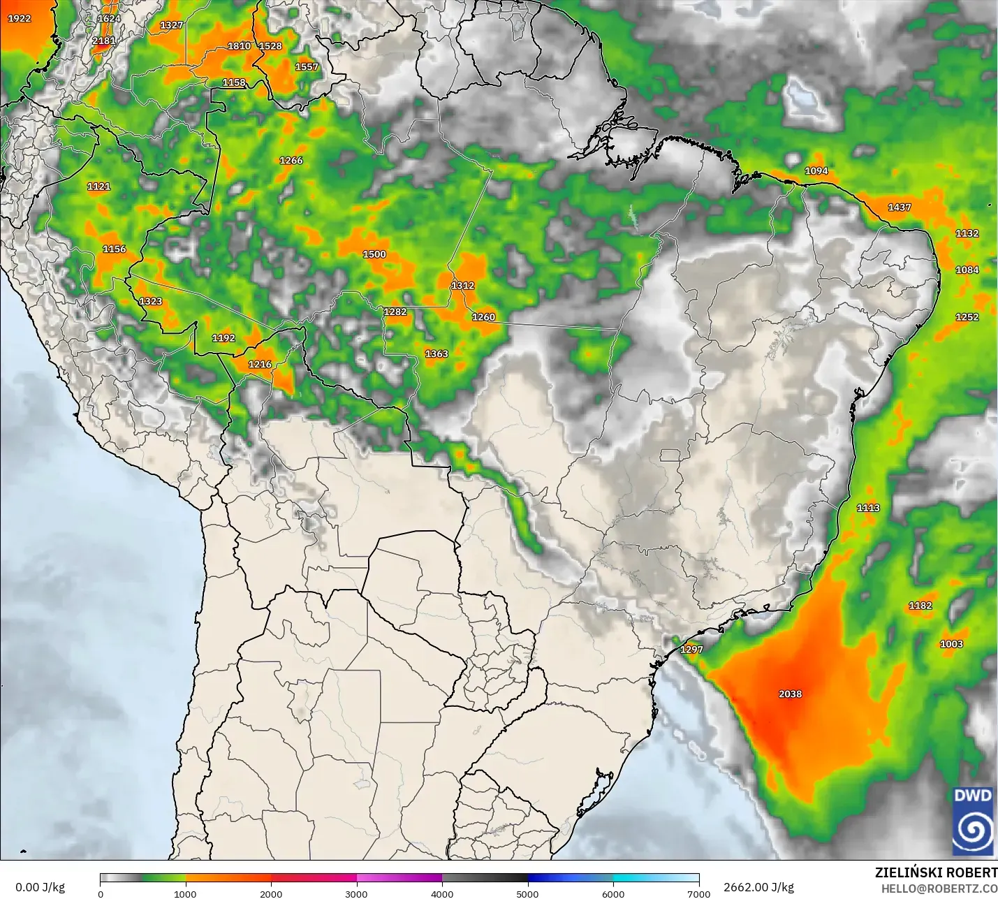 ICON model - Brazil, CAPE