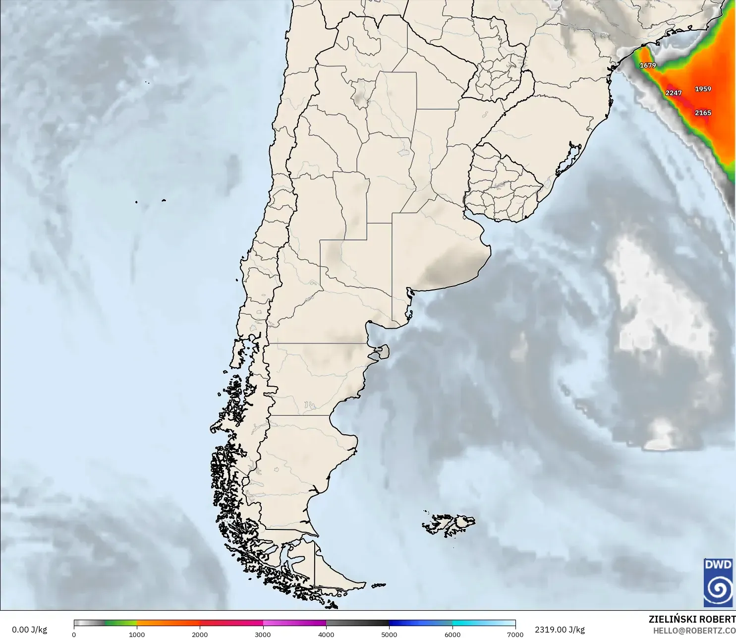ICON model - Argentina, CAPE