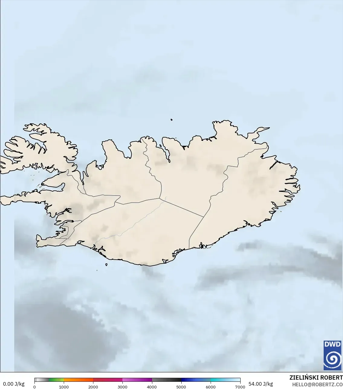 ICON model - Iceland, CAPE