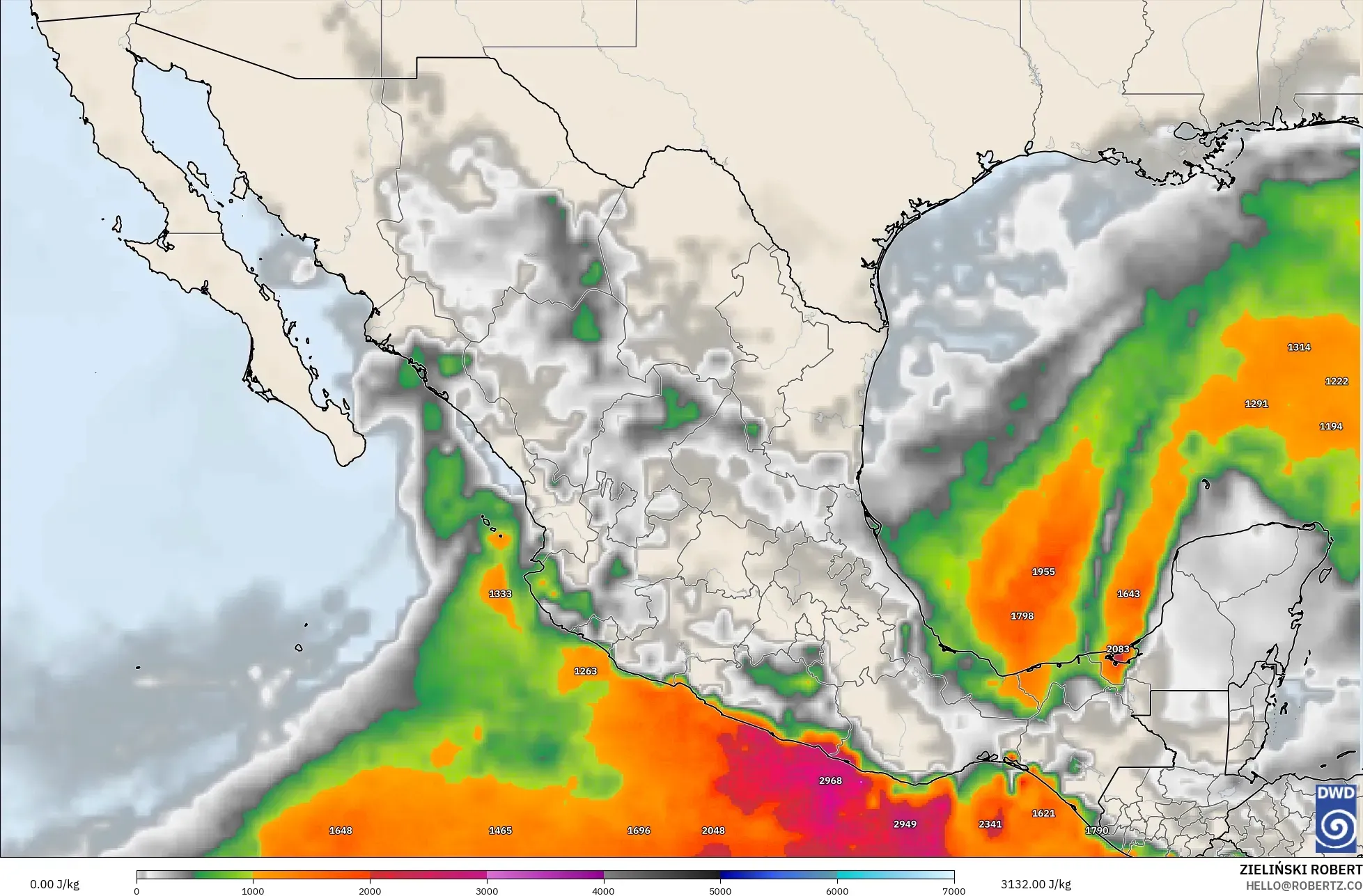 ICON model - Mexico, CAPE