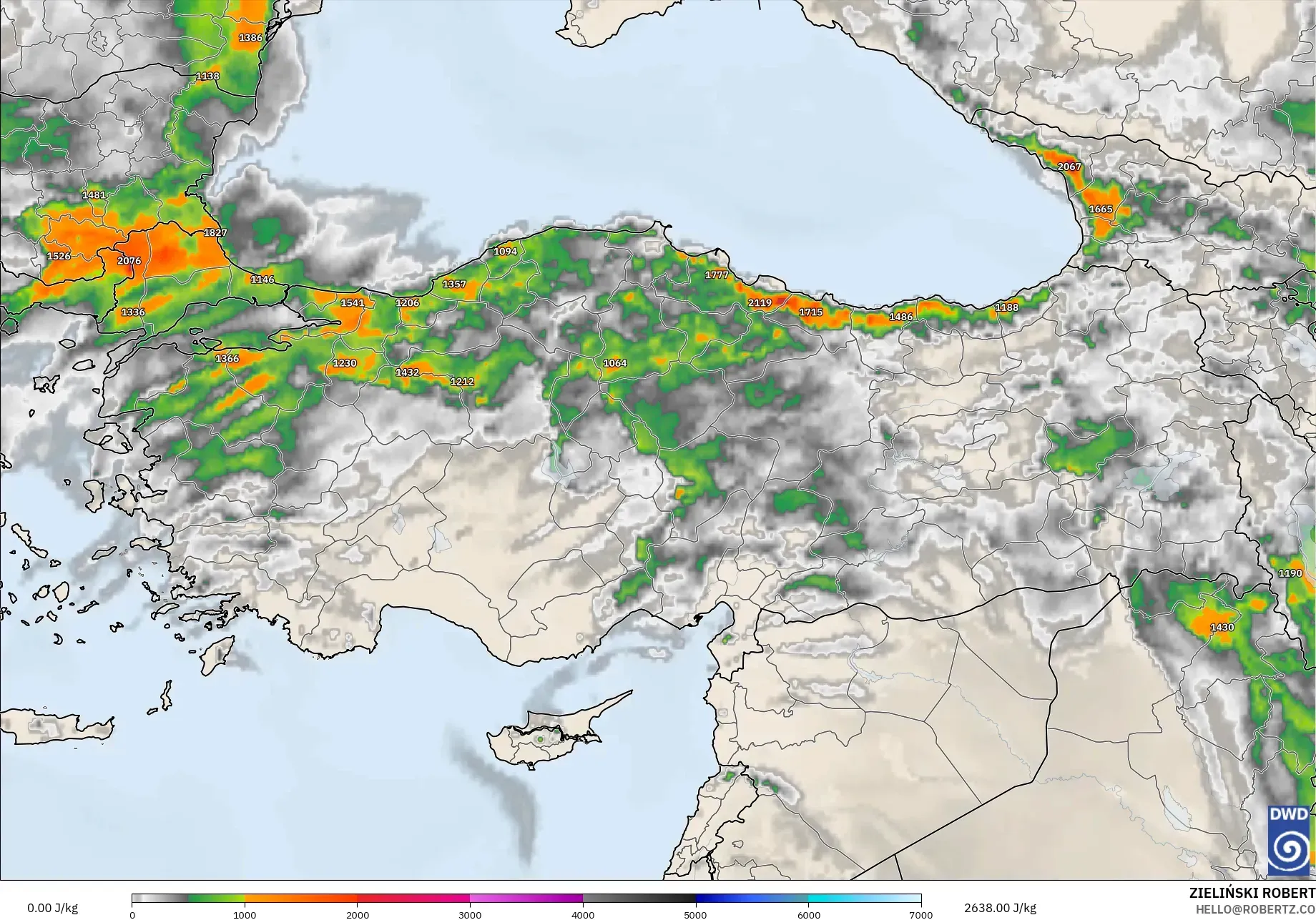 ICON model - Turkey, CAPE