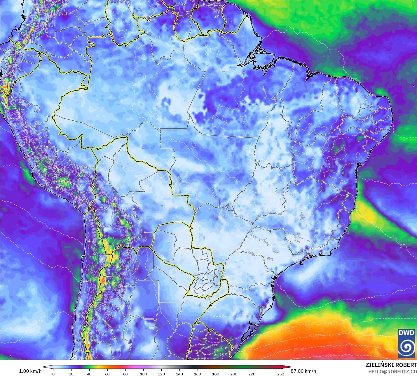 ICON model - Brazil, Wind Gusts