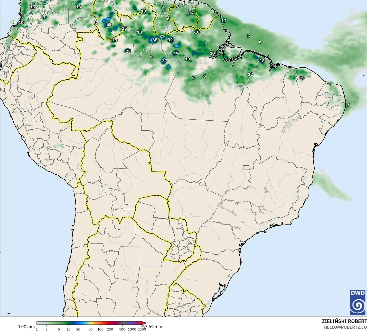ICON model - Brazil, Precipitation Accumulation