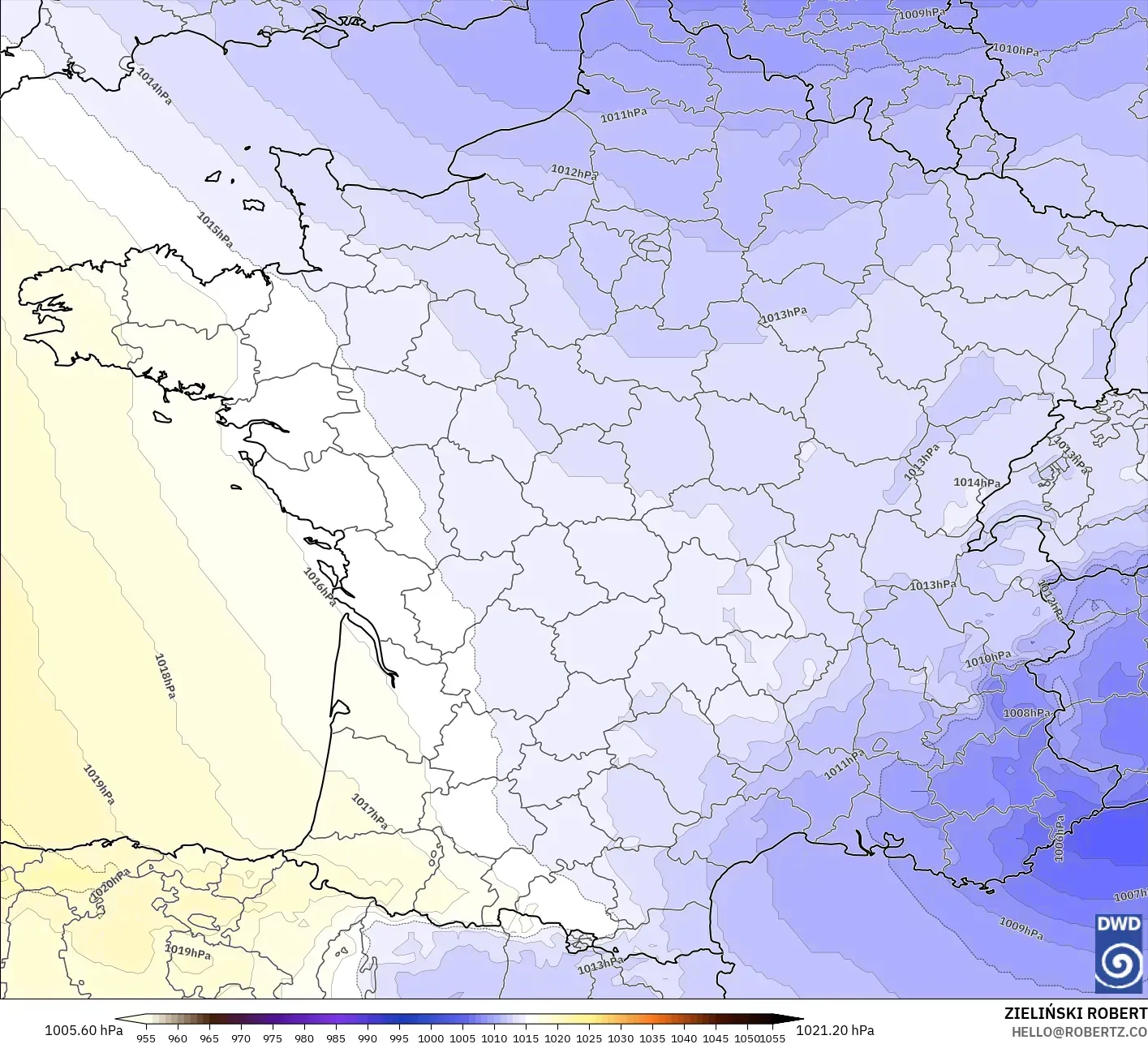 ICON model - France, Pressure