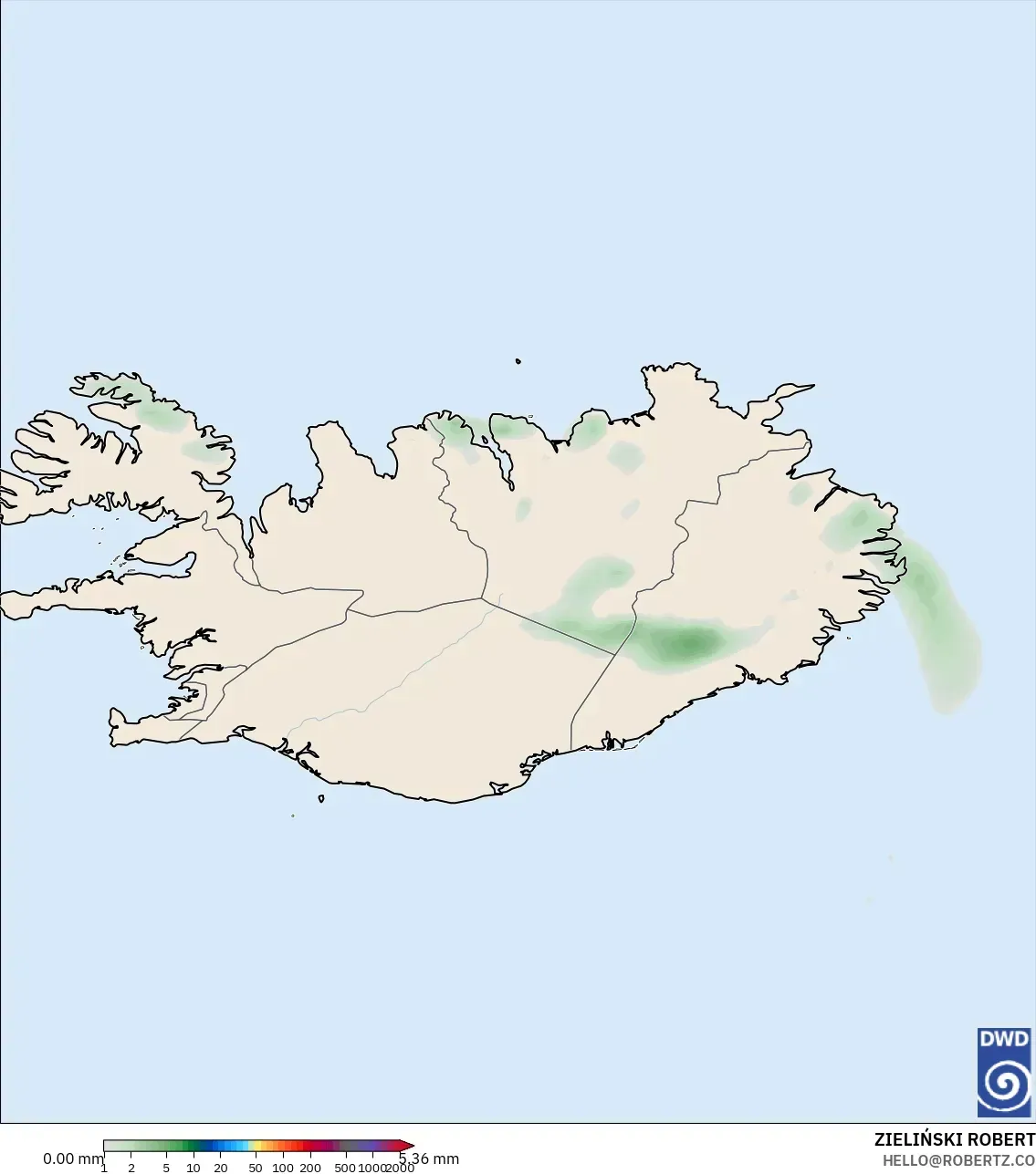 ICON model - Iceland, Precipitation Accumulation