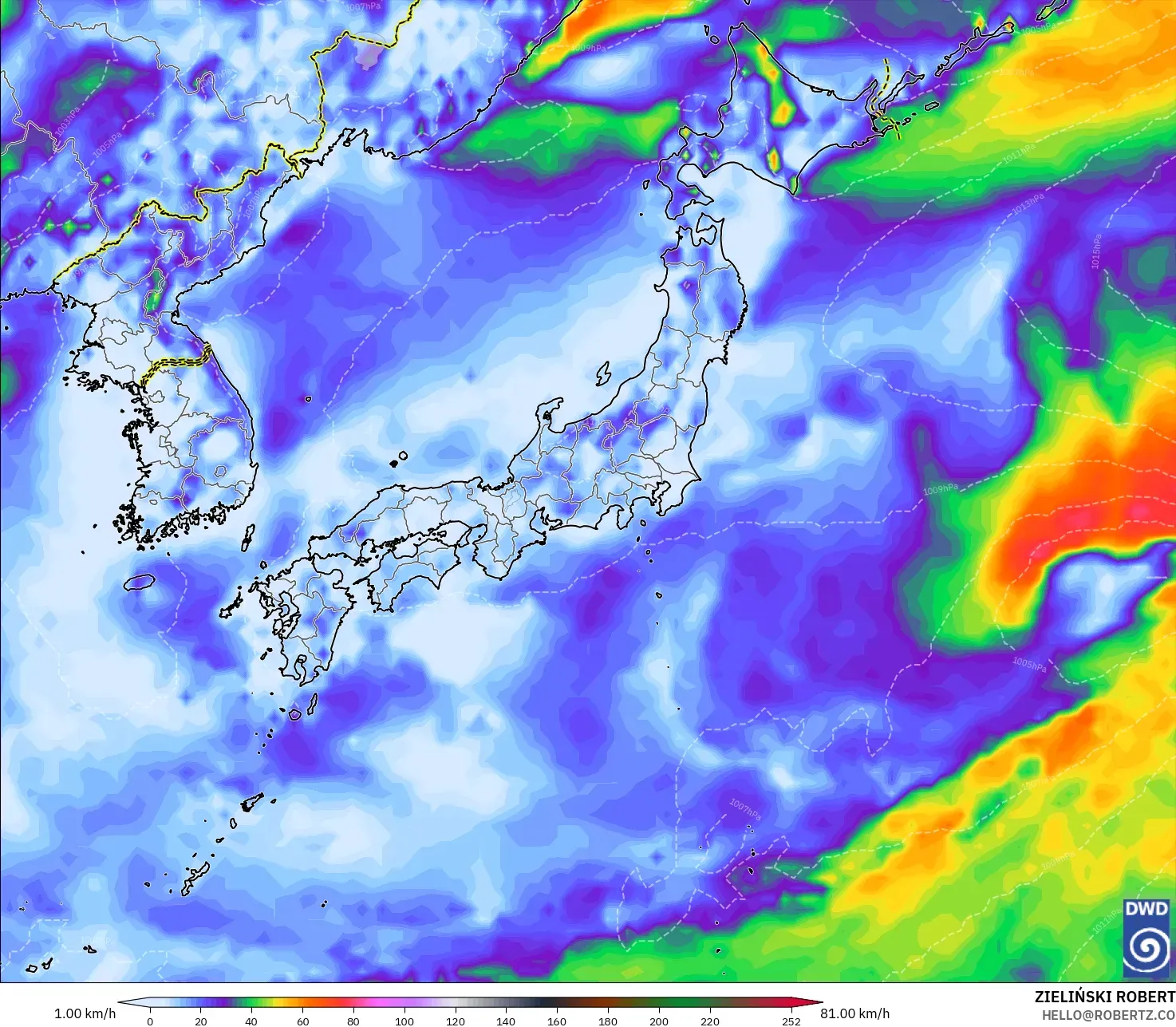 ICON model - Japan, Wind Gusts