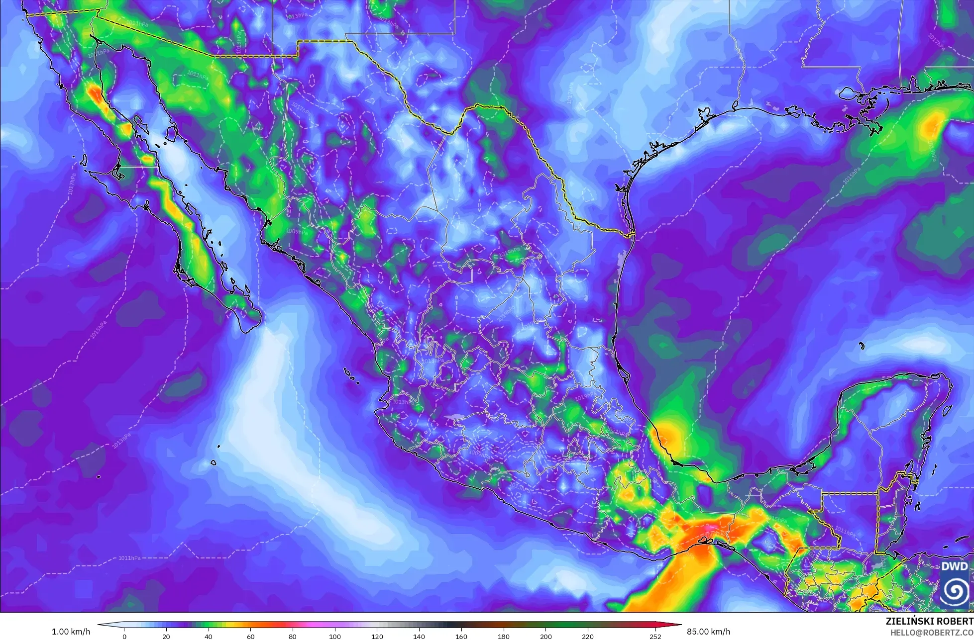 ICON model - Mexico, Wind Gusts