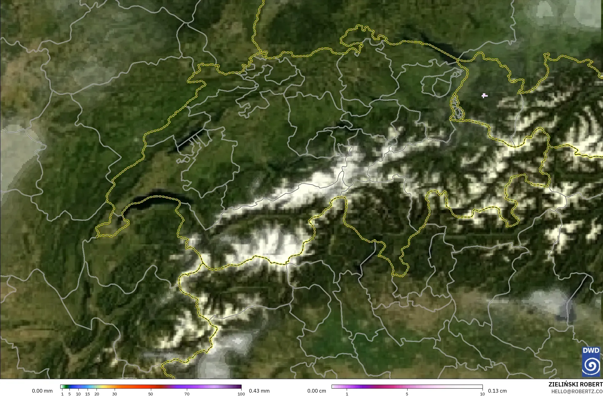 ICON model - Switzerland, Precipitation, Clouds, and Pressure