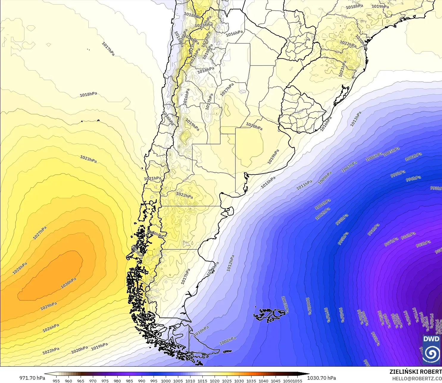 ICON model - Argentina, Pressure