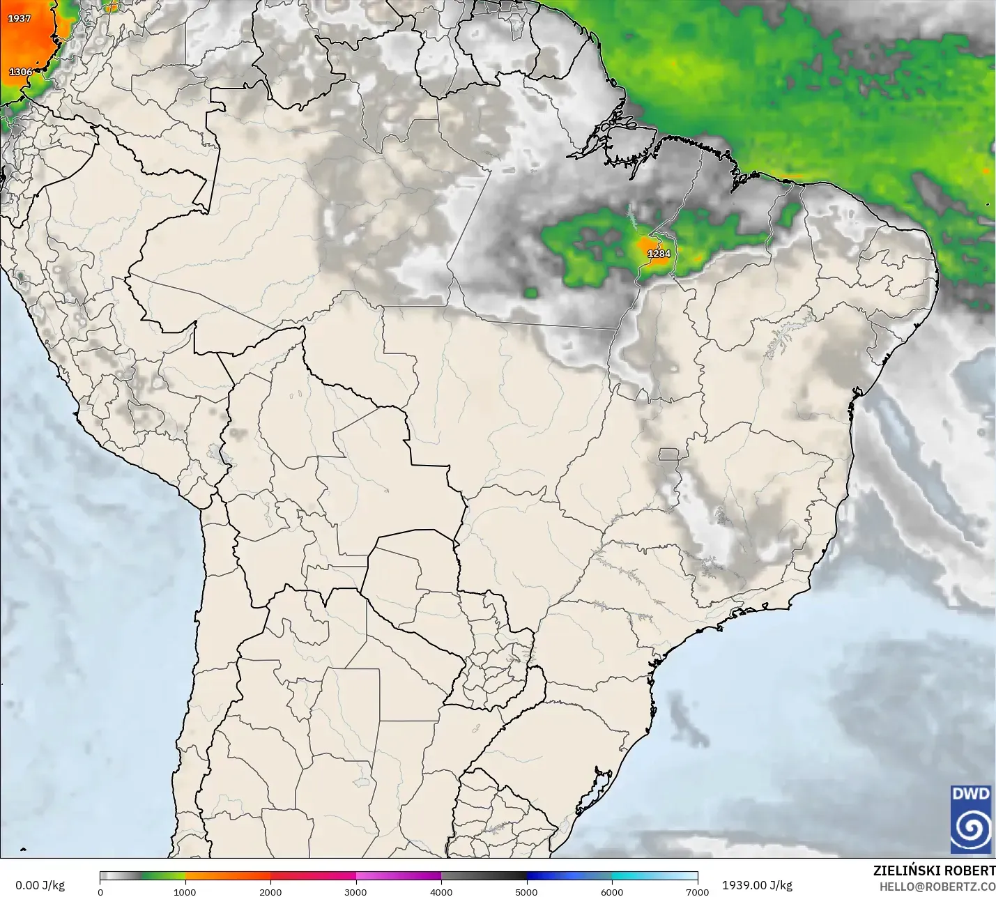 ICON model - Brazil, CAPE