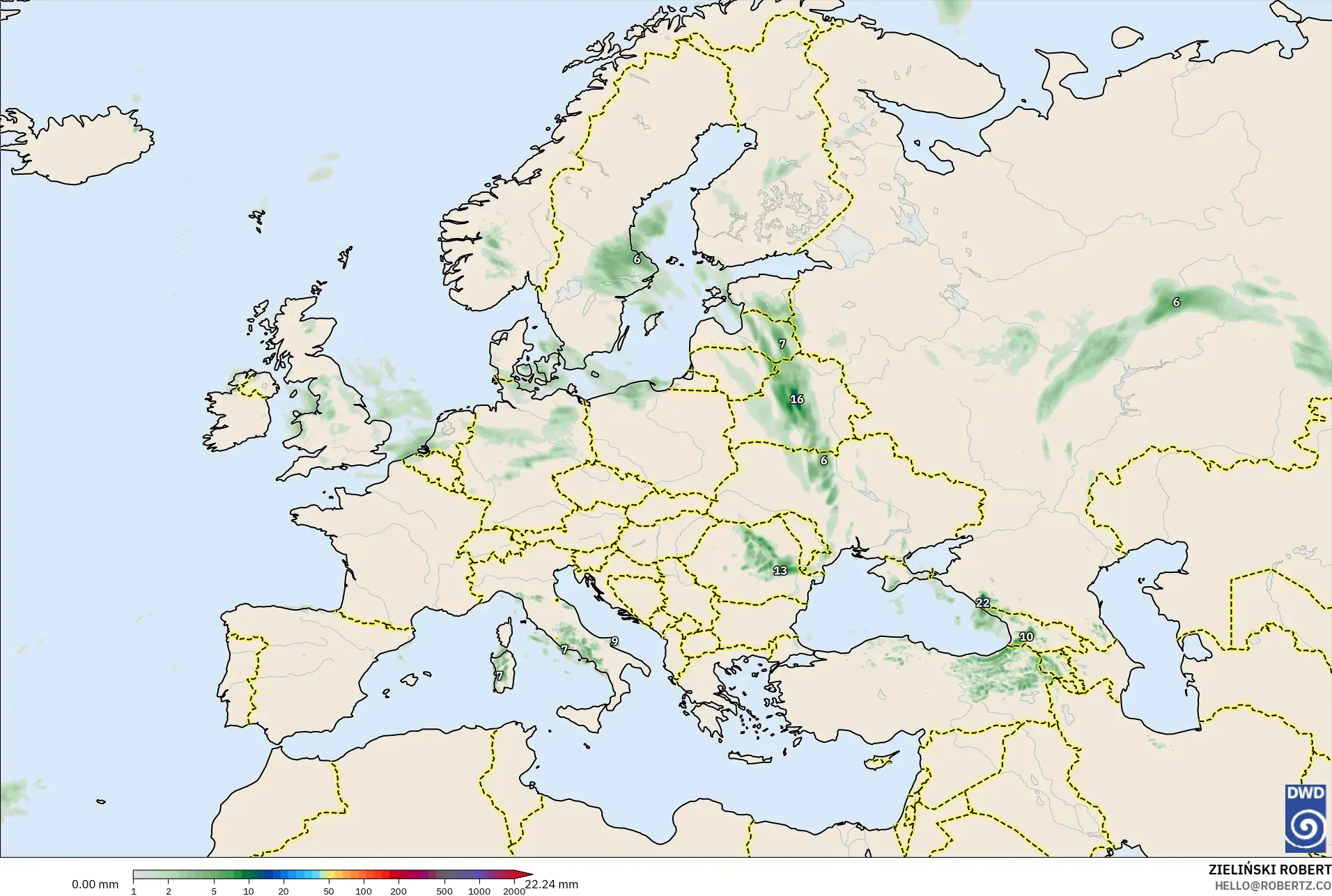 ICON model - Europe, Precipitation Accumulation